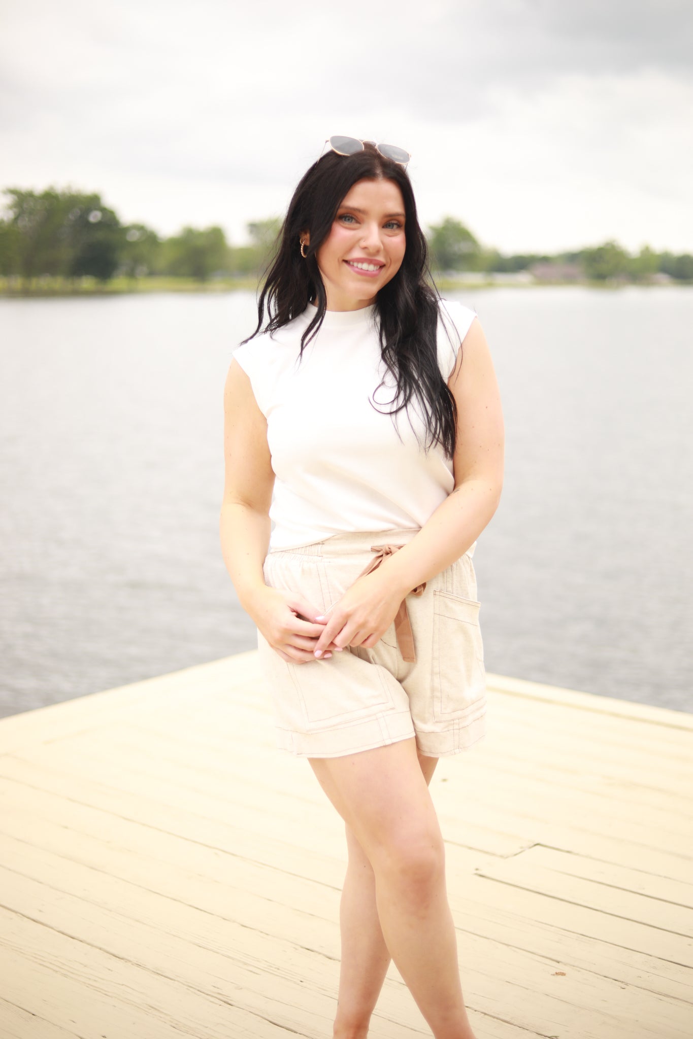 Cap Sleeve Crew Neck Top