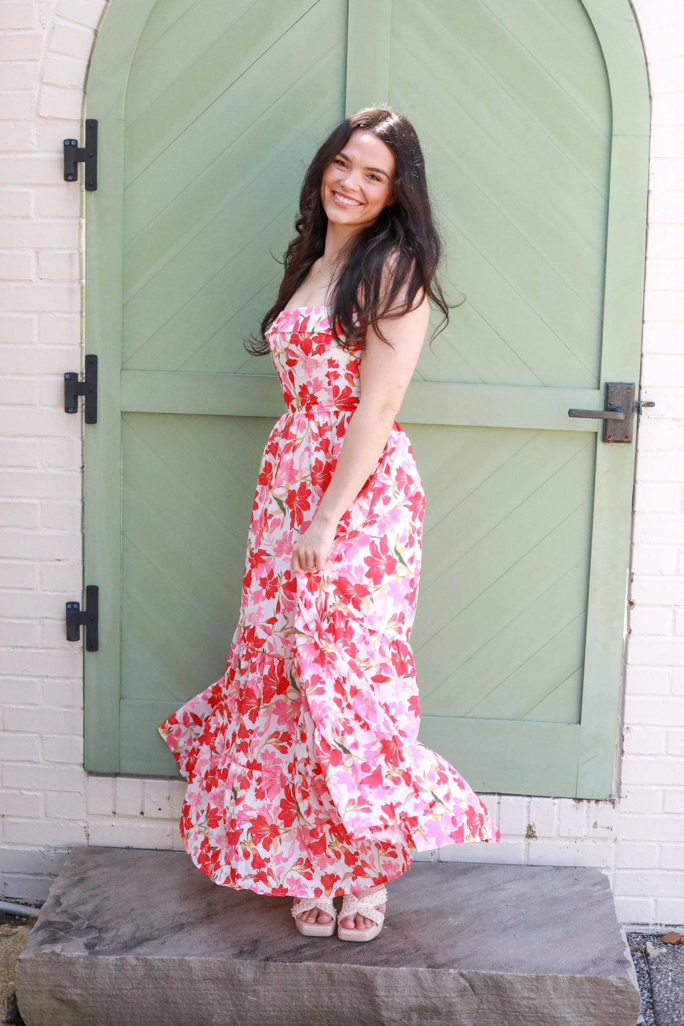 Cross Back Floral Midi Dress
