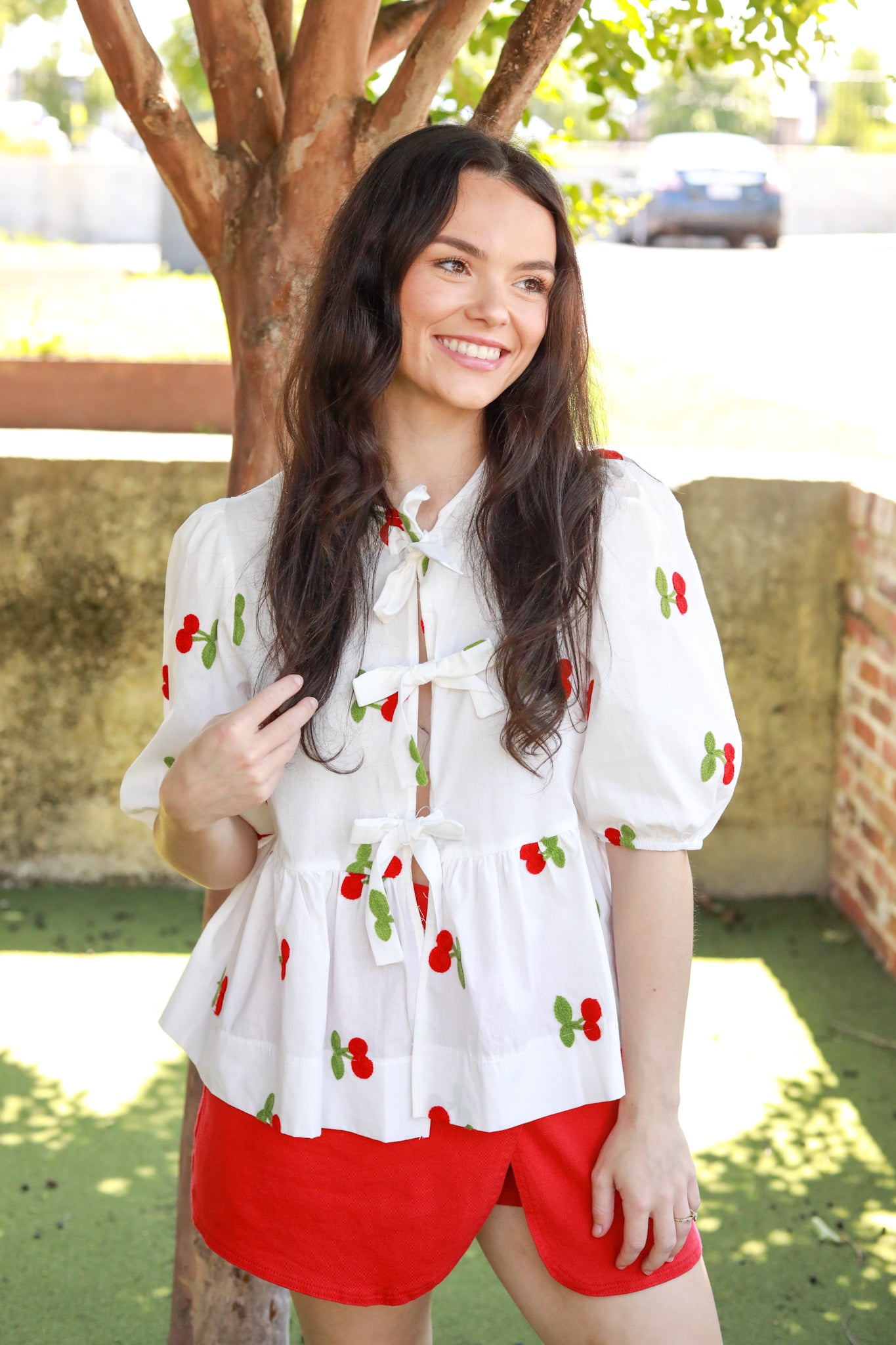 Tie Front Cherry Top