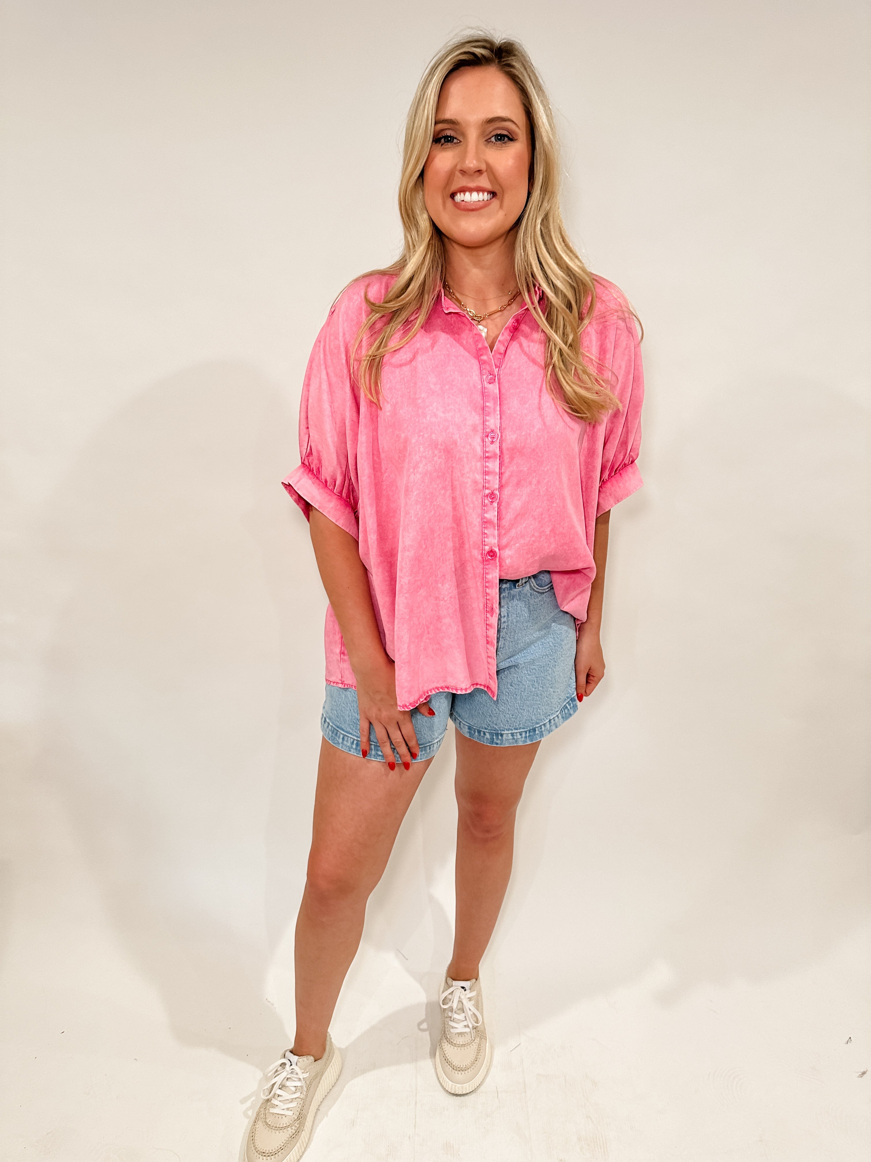 Mineral Wash Button Down Top