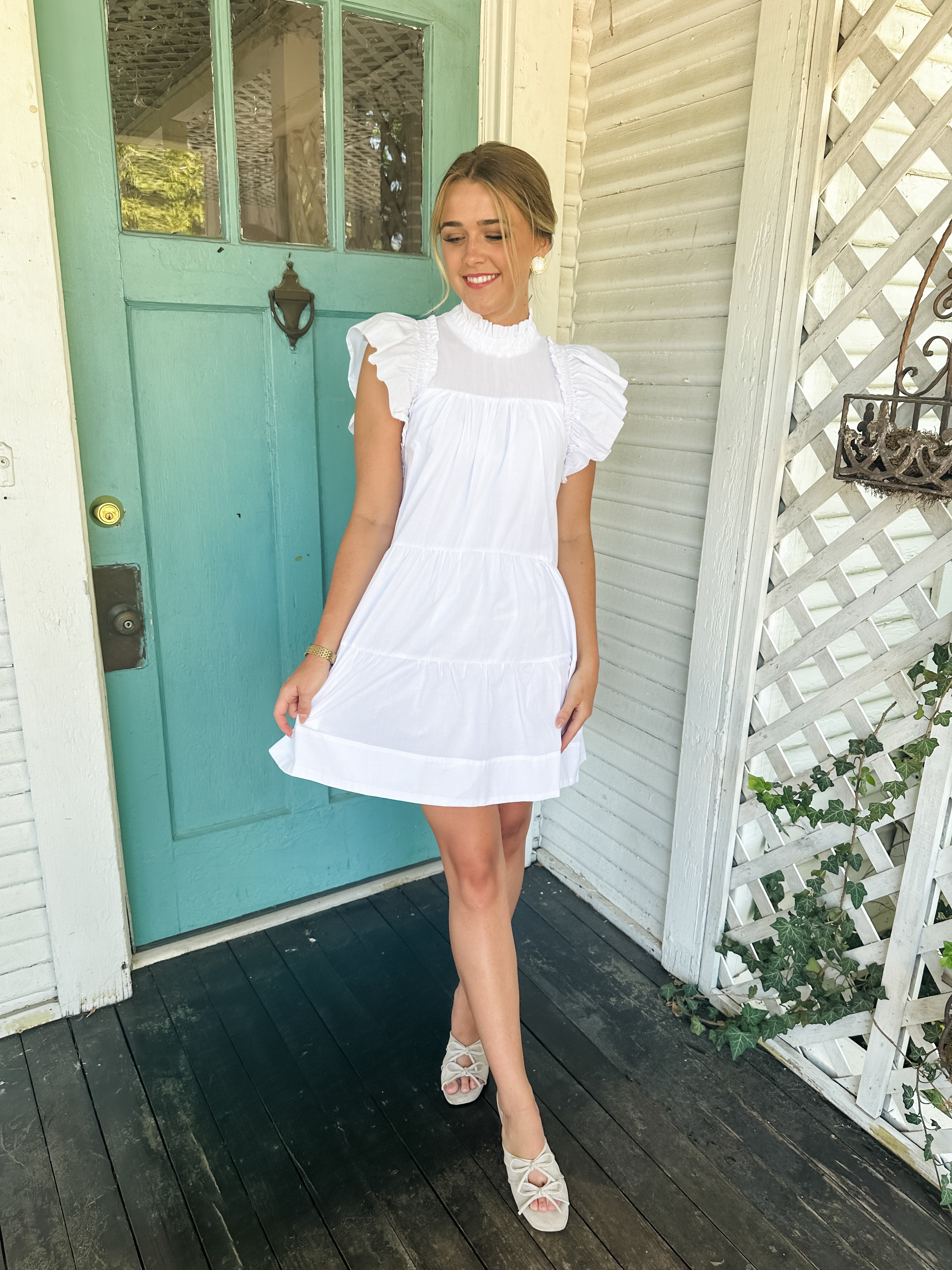 High Neck Ruffle Dress