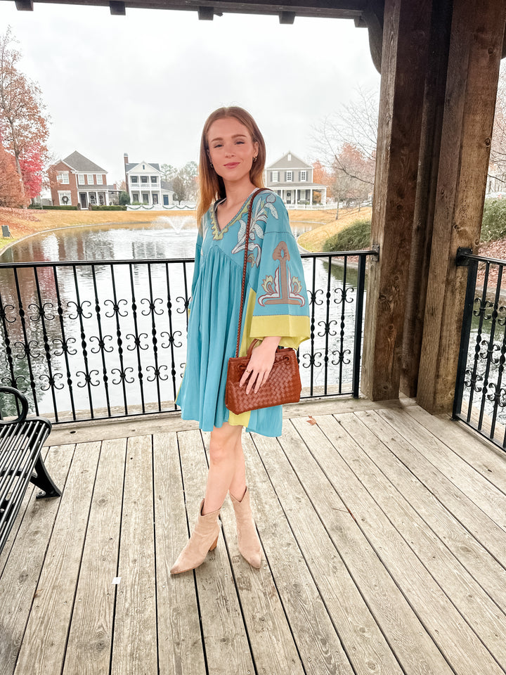 Embroidered V-Neck Dress