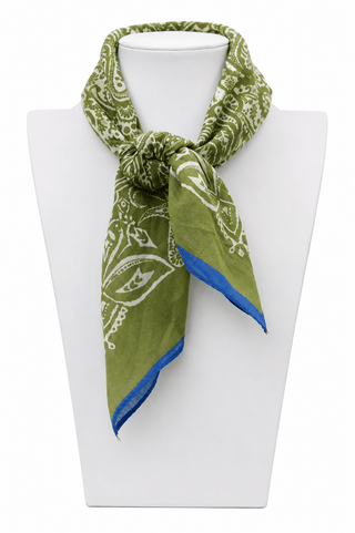 Olive & Blue Bandana Neck Scarf - The Pink Tulip Clothing