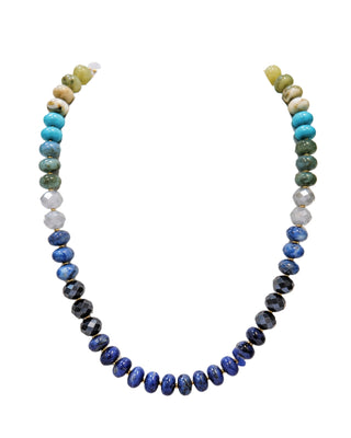 Mixed Blues Small Beaded Necklace