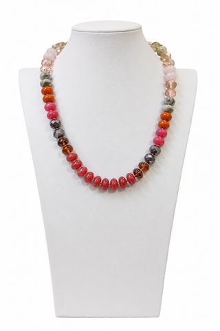 Pink & Grey Small Beaded Necklace