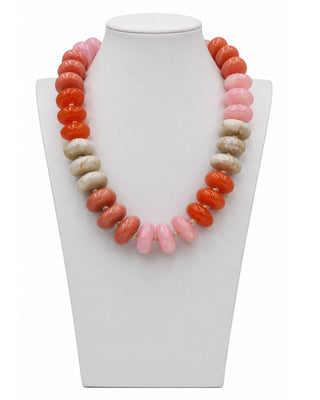 Orange & Pink Bold Chunky Beaded Necklace