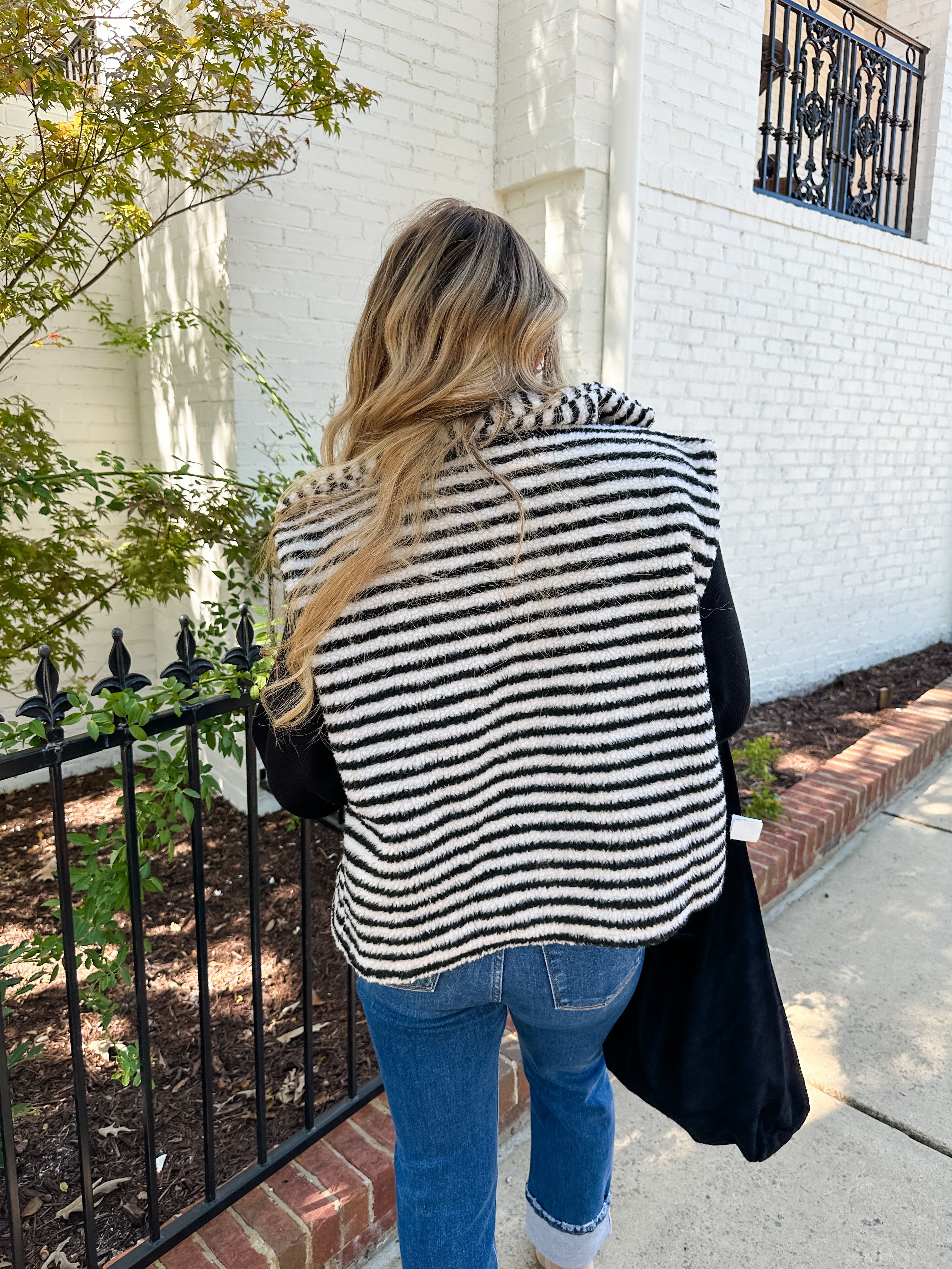 Fuzzy Striped Vest