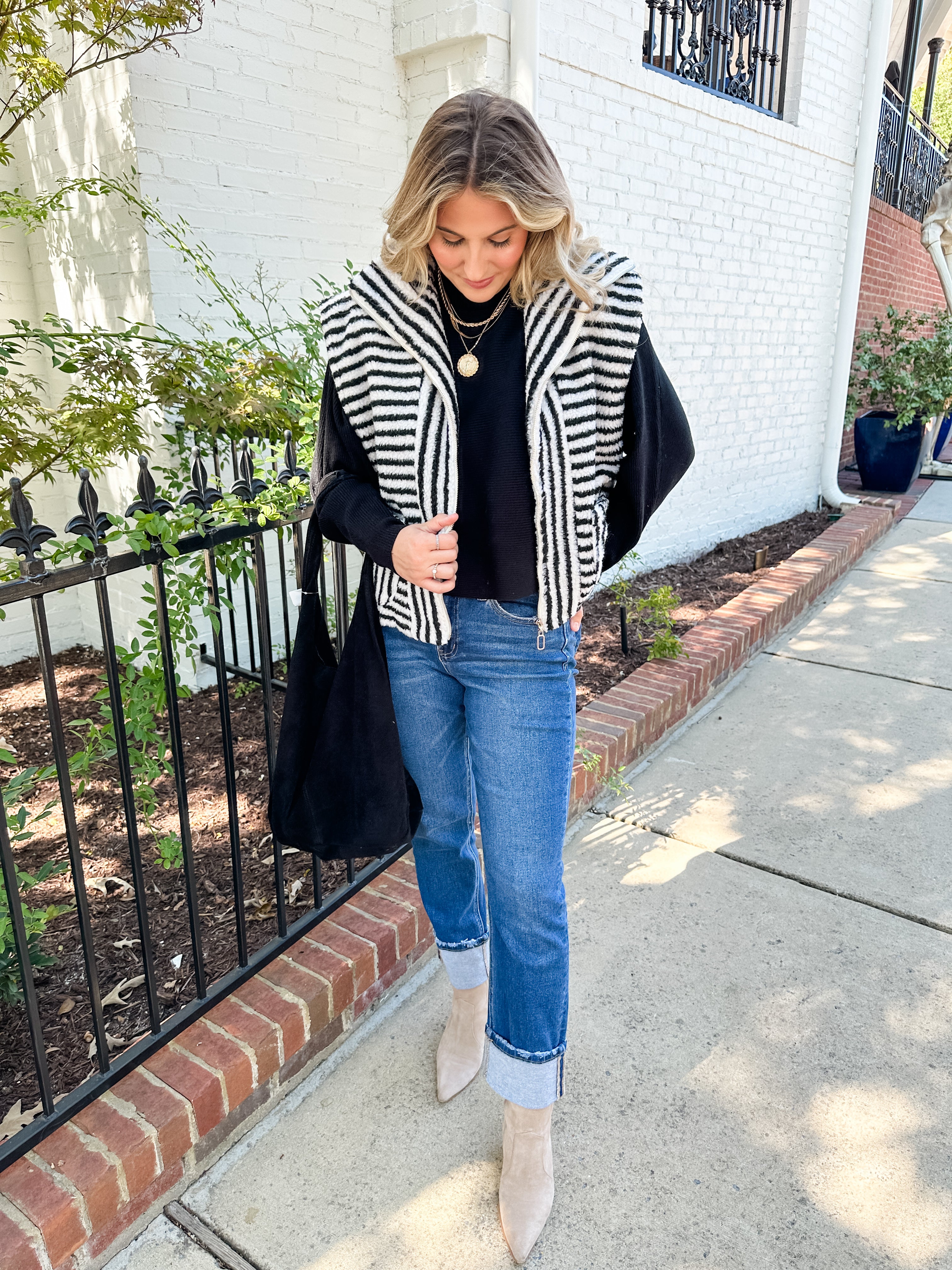 Fuzzy Striped Vest