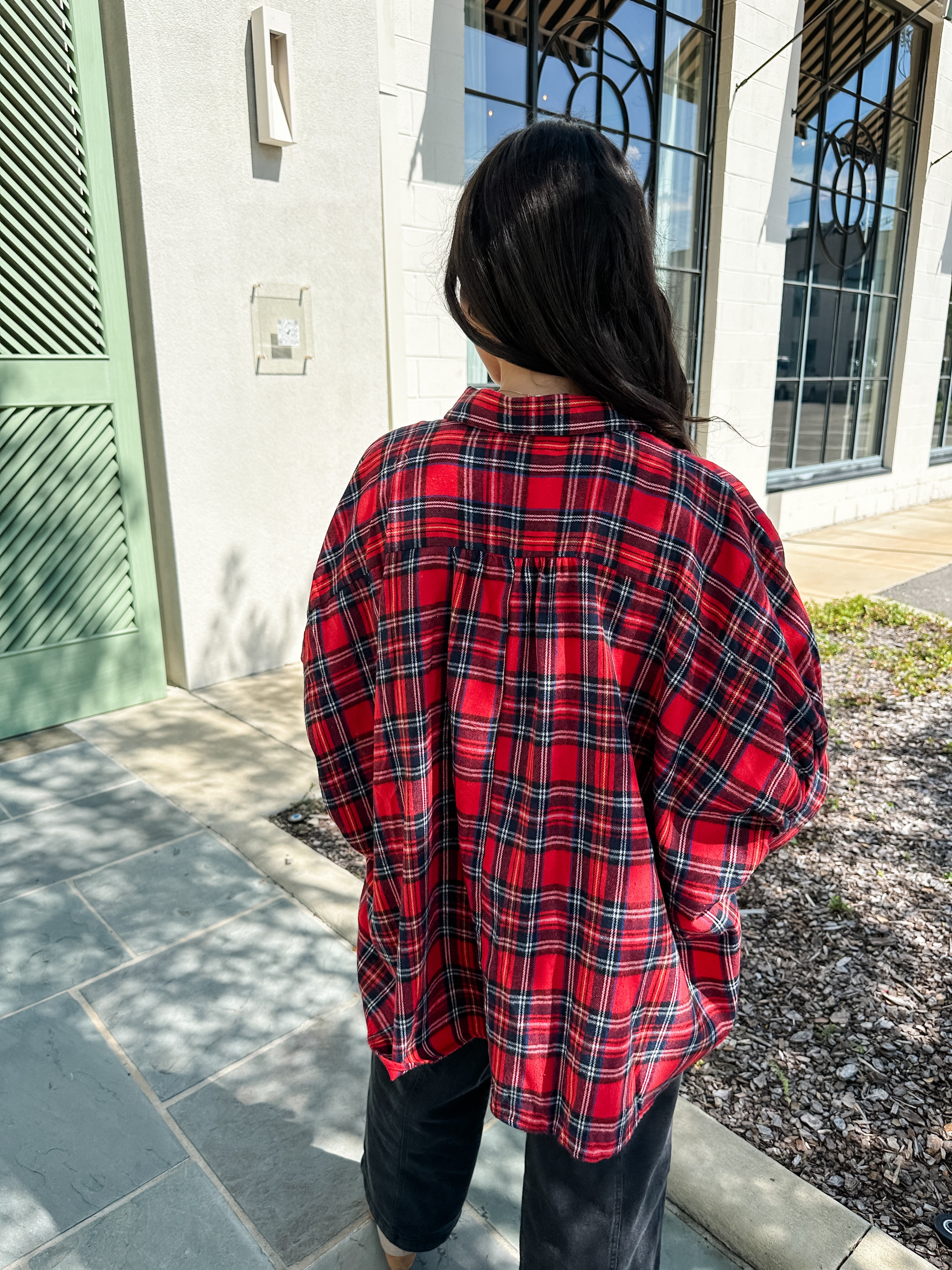 Button Down Plaid Top