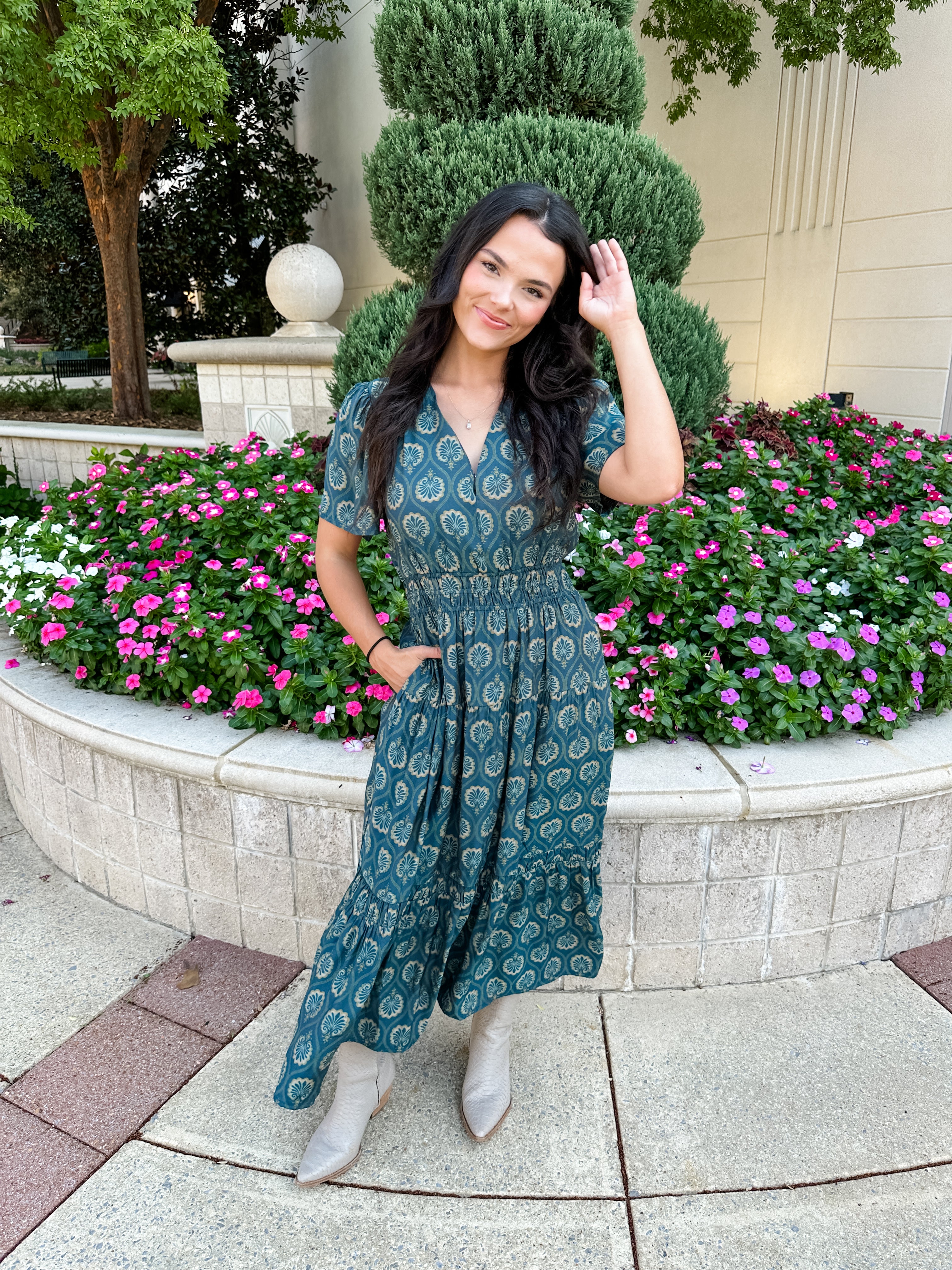 Smocked Waist Midi Dress