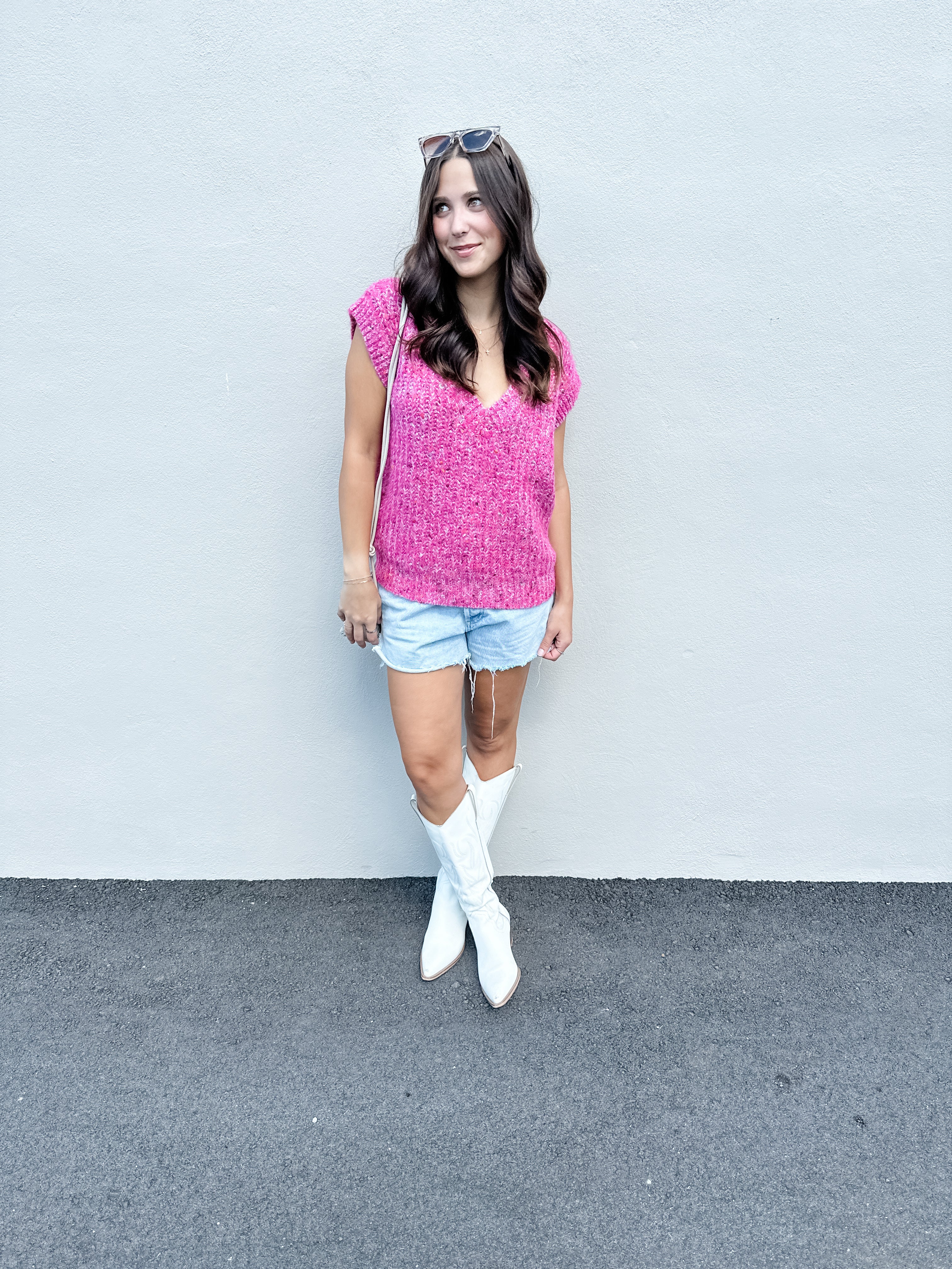 Hot Pink Heathered Sweater Vest