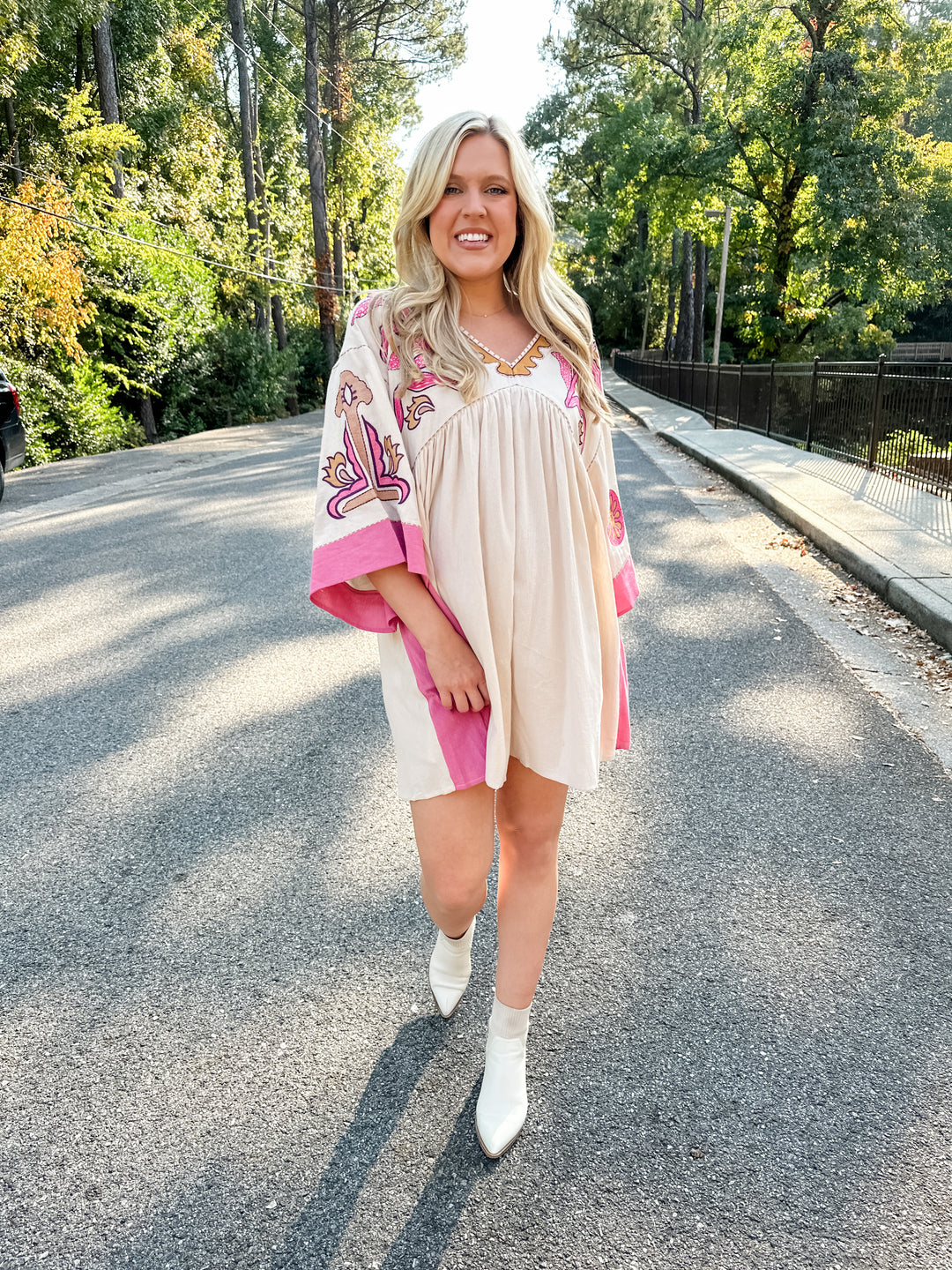 Embroidered V-Neck Dress