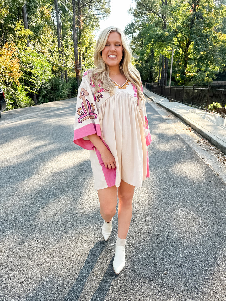 Embroidered V-Neck Dress
