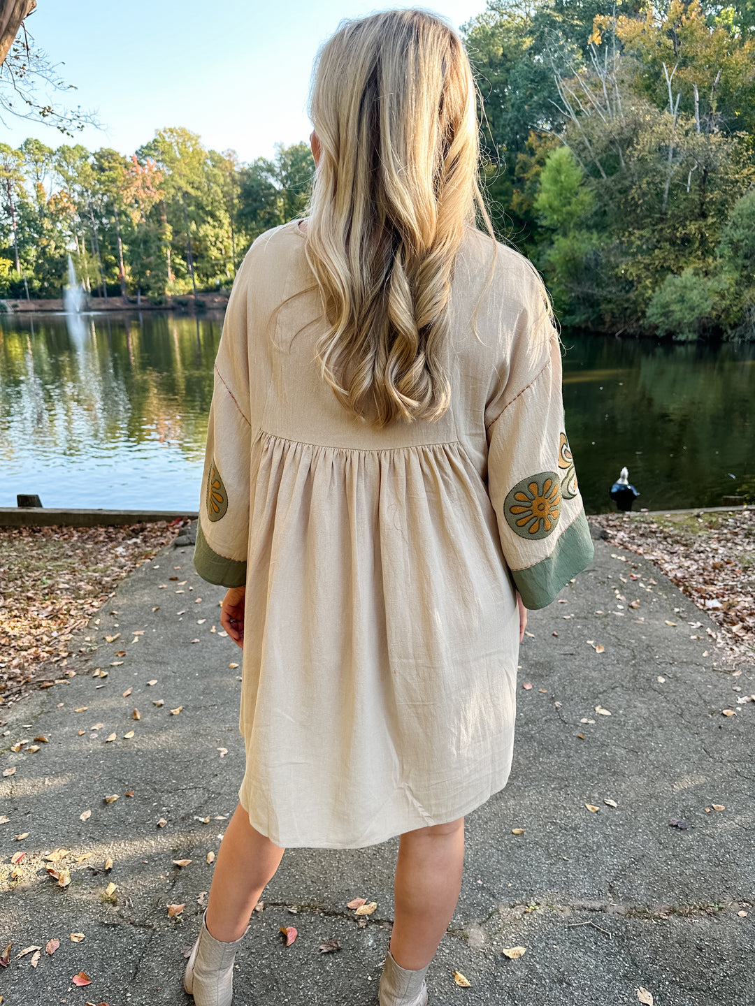 Embroidered V-Neck Dress