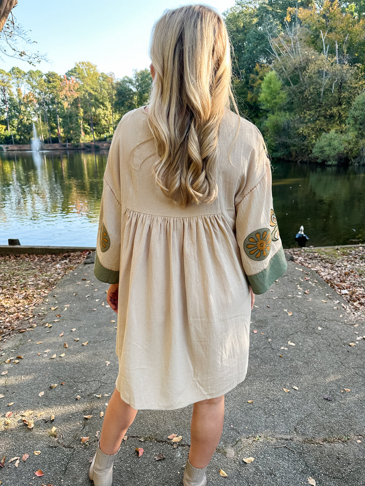 Embroidered V-Neck Dress