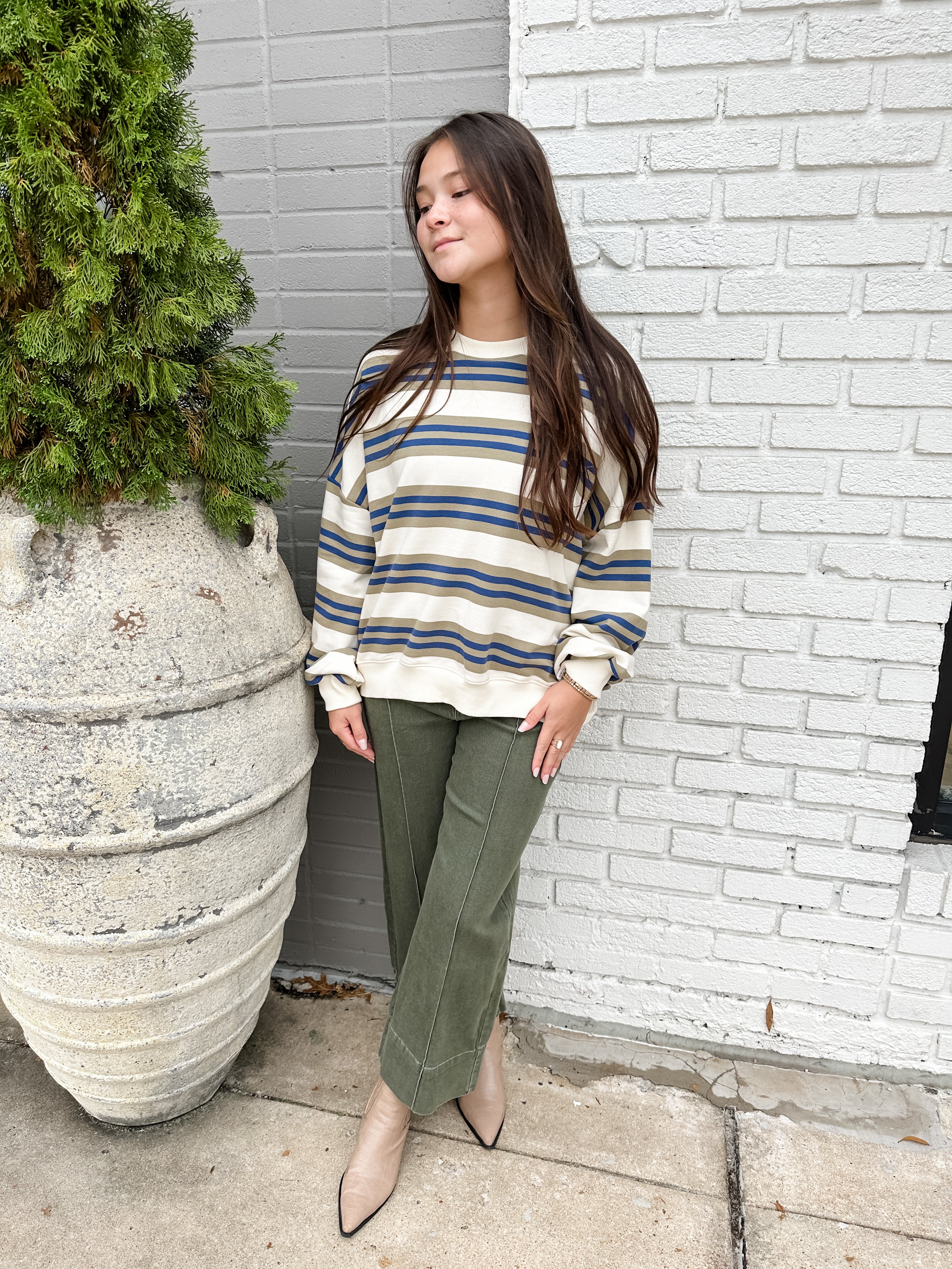 Oversized Stripe Sweatshirt