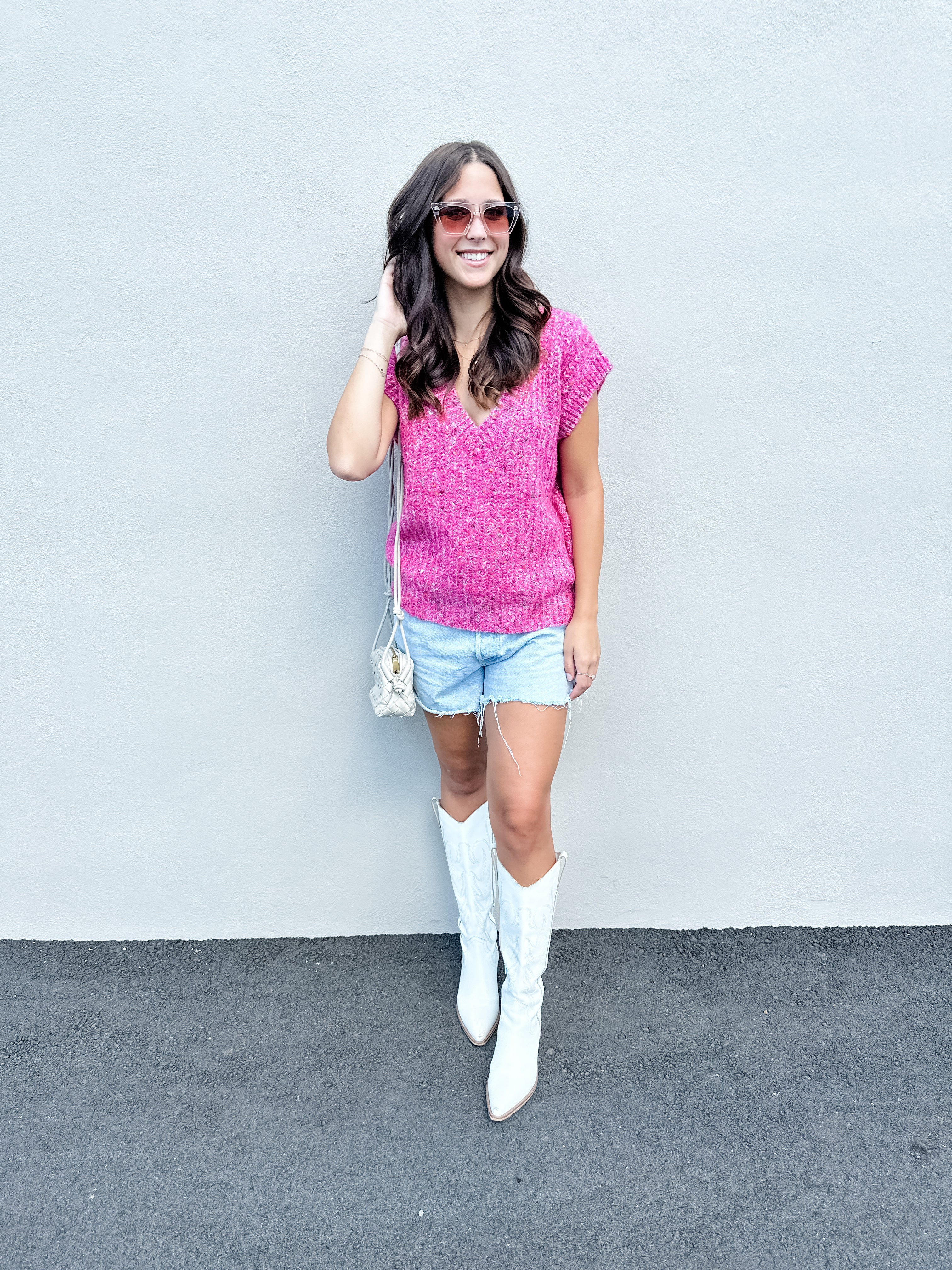 Hot Pink Heathered Sweater Vest