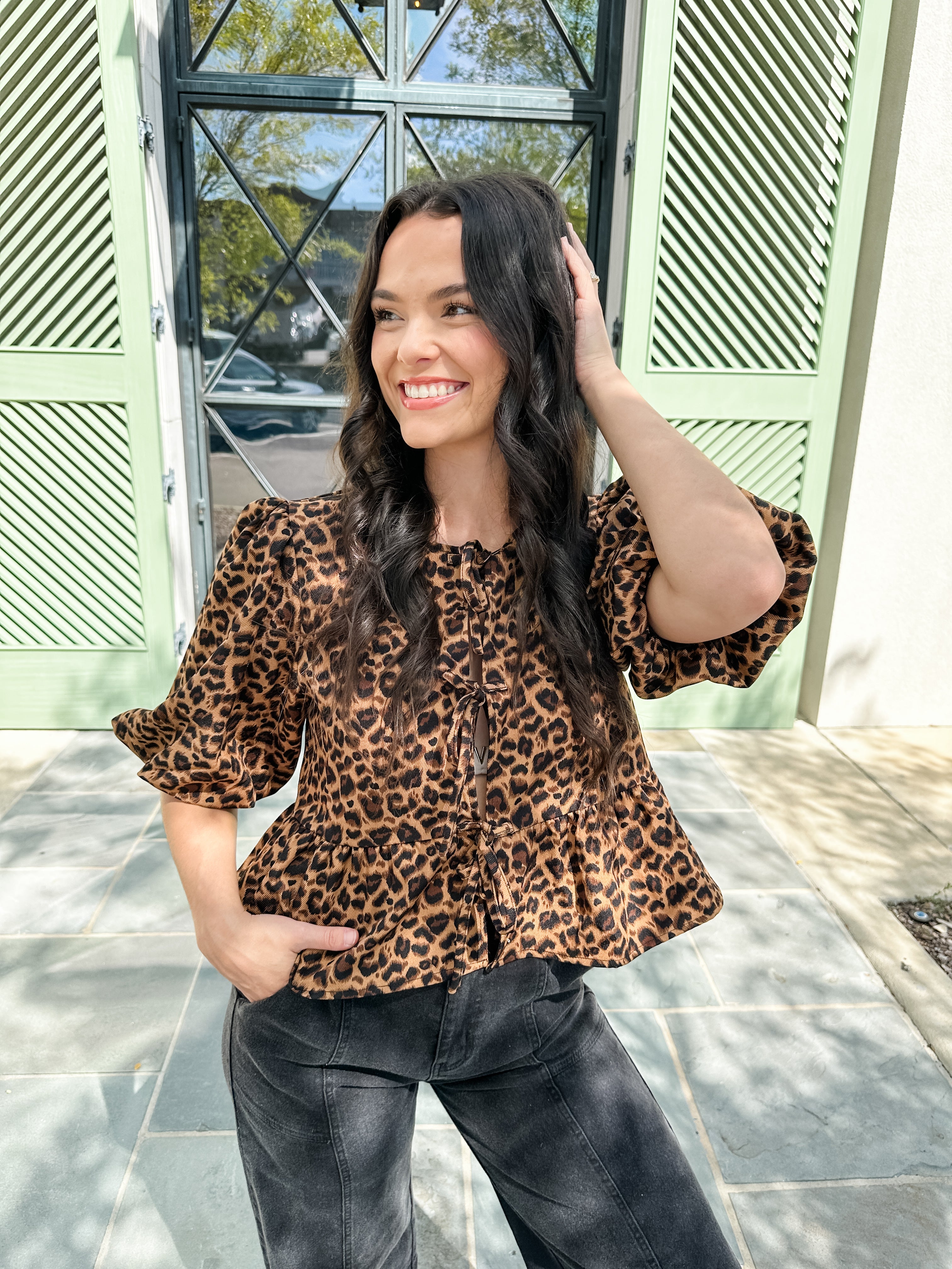 Tie Front Leopard Top