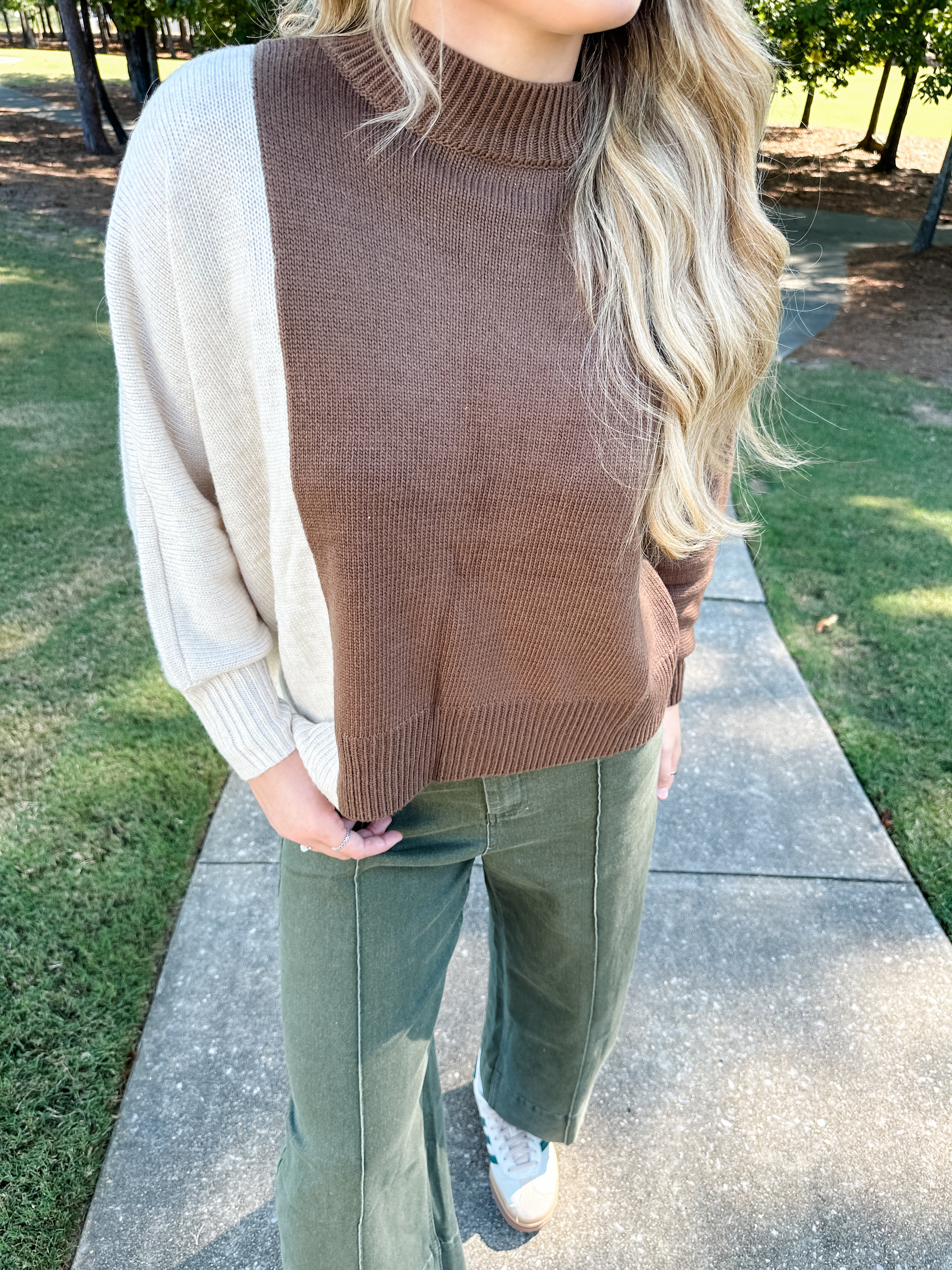 Color Block Asymmetrical Sweater