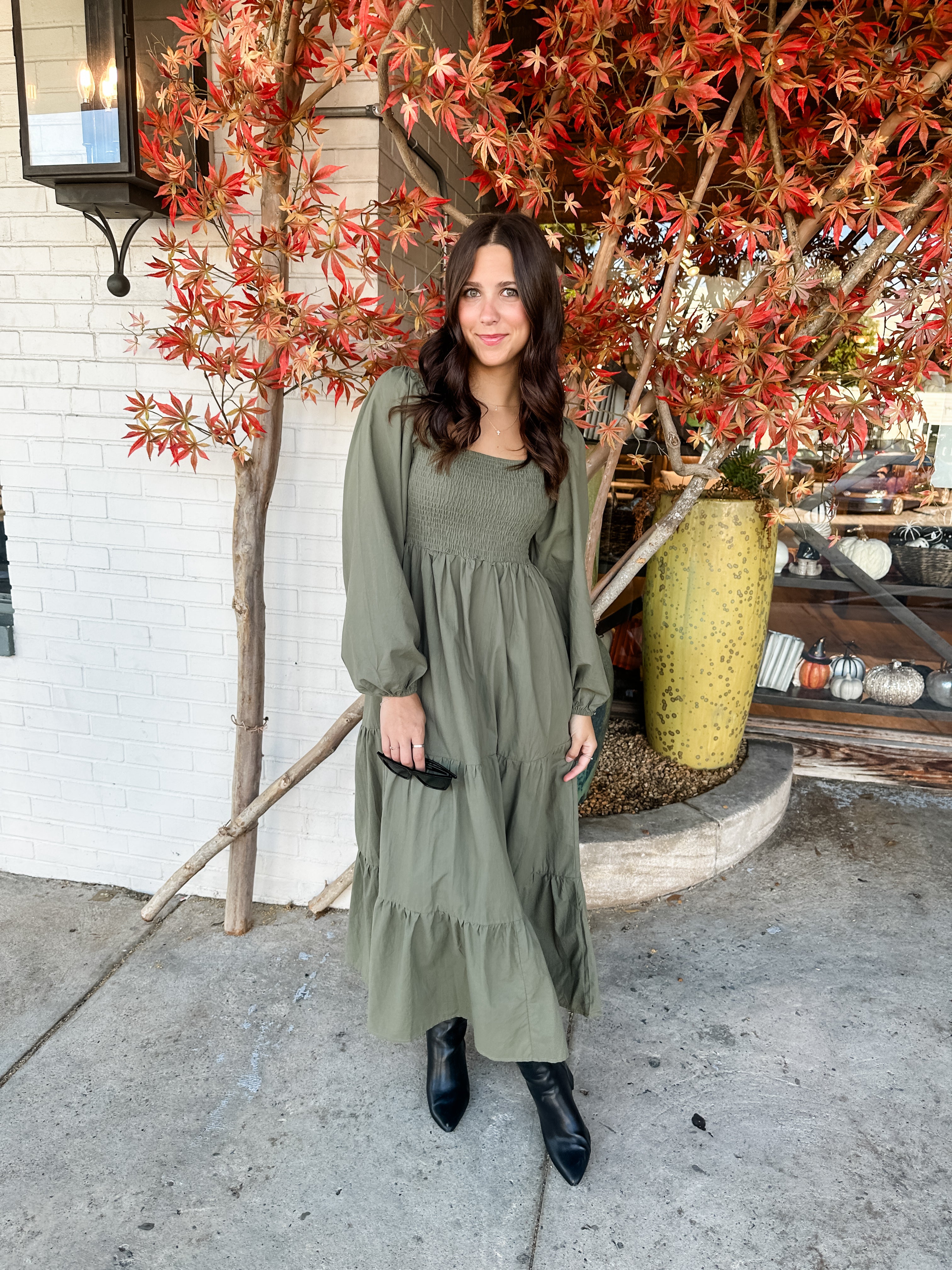 Long Sleeve Tiered Midi Dress