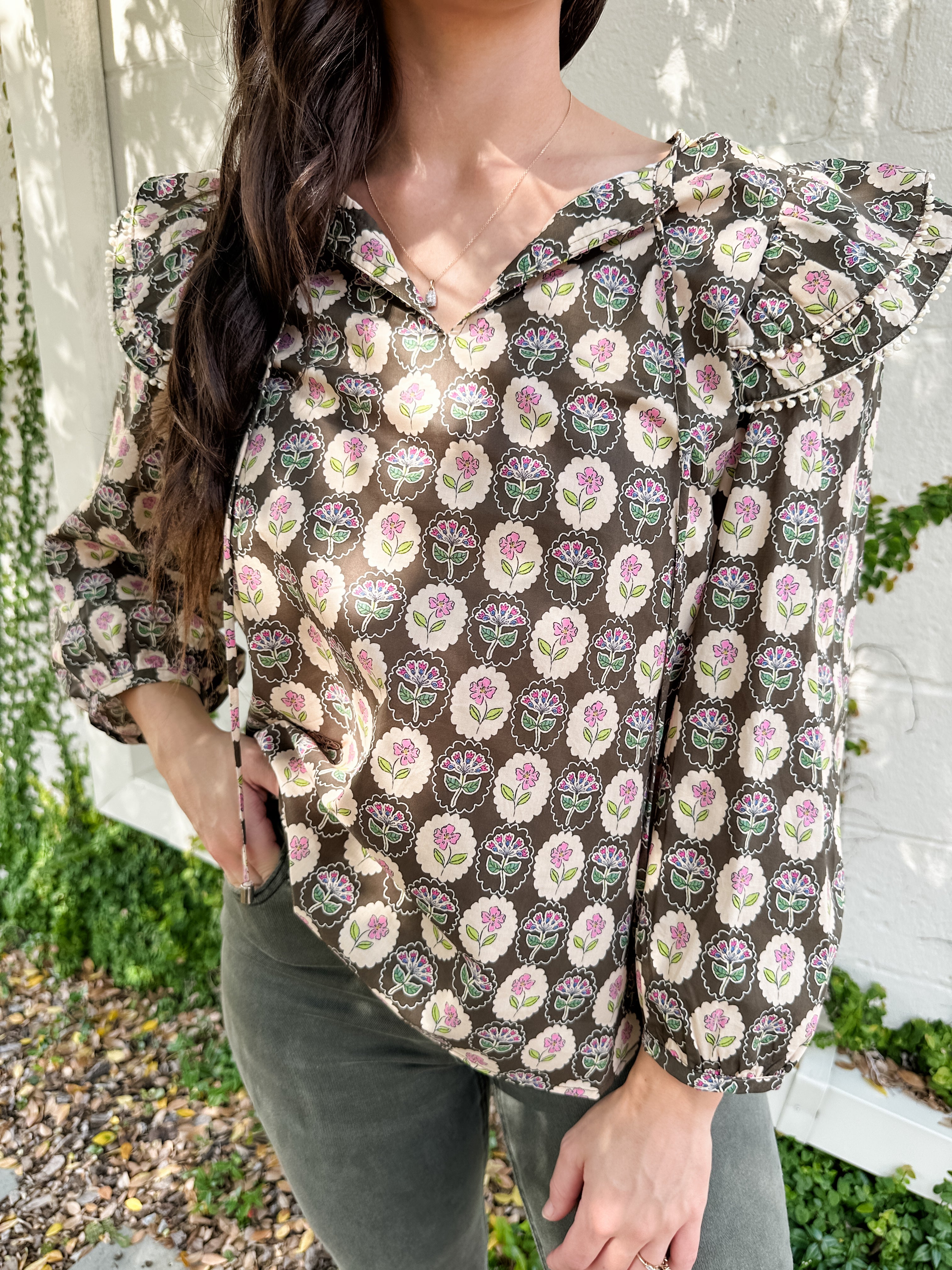 Double Ruffle Floral Top