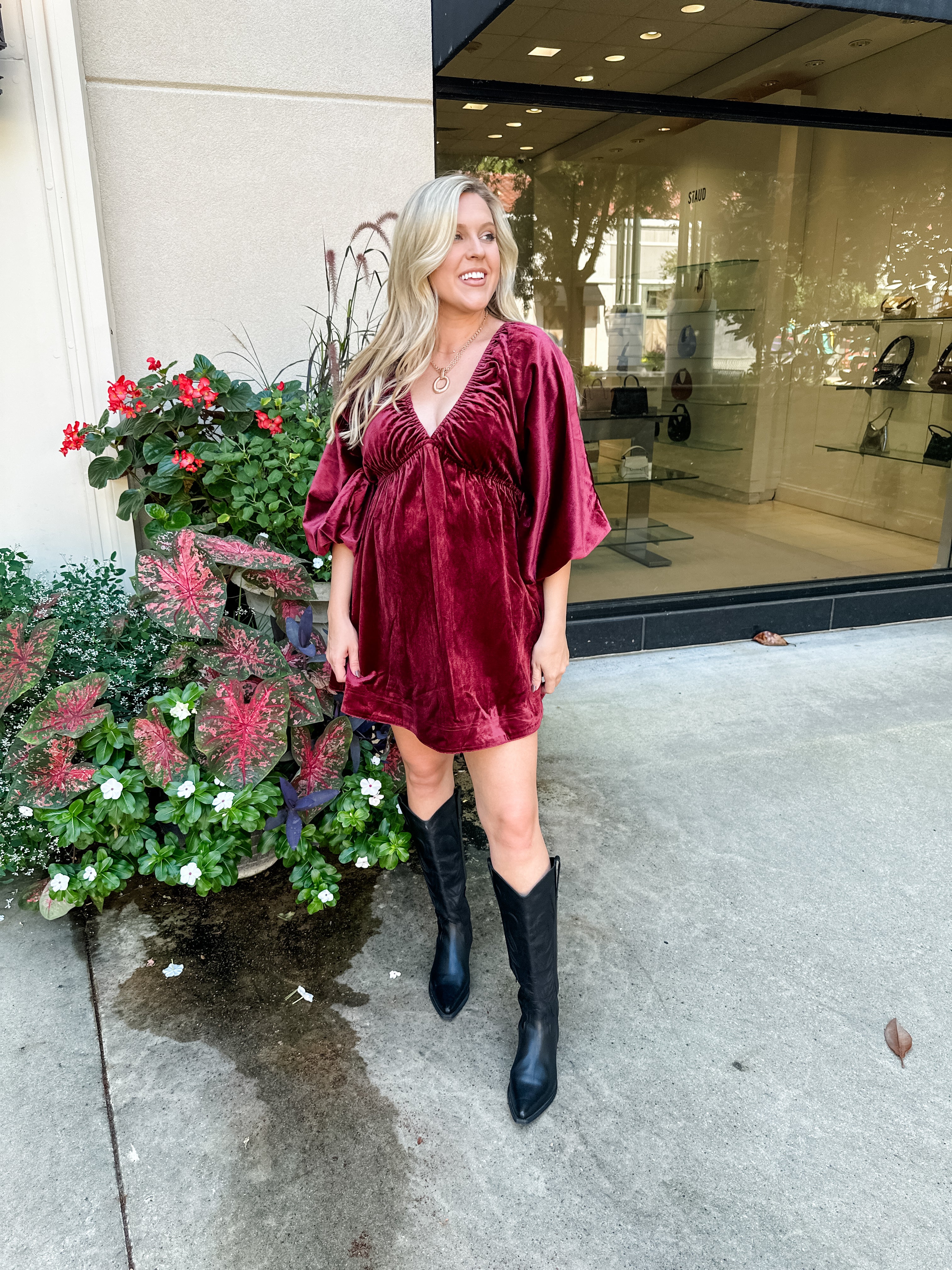 V-Neck Velvet Dress