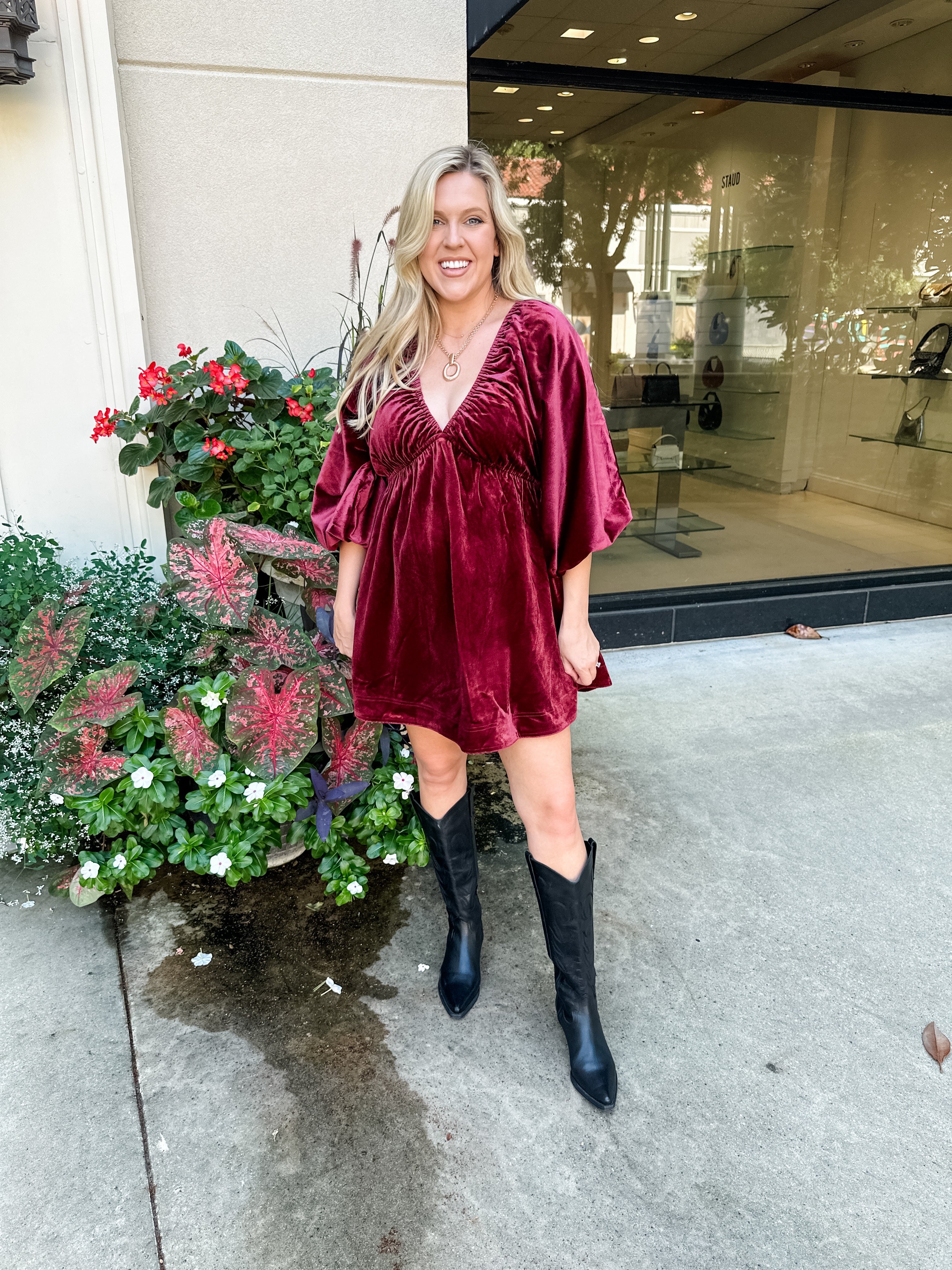 V-Neck Velvet Dress