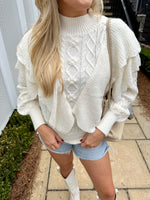 Ruffle Cable Knit Sweater
