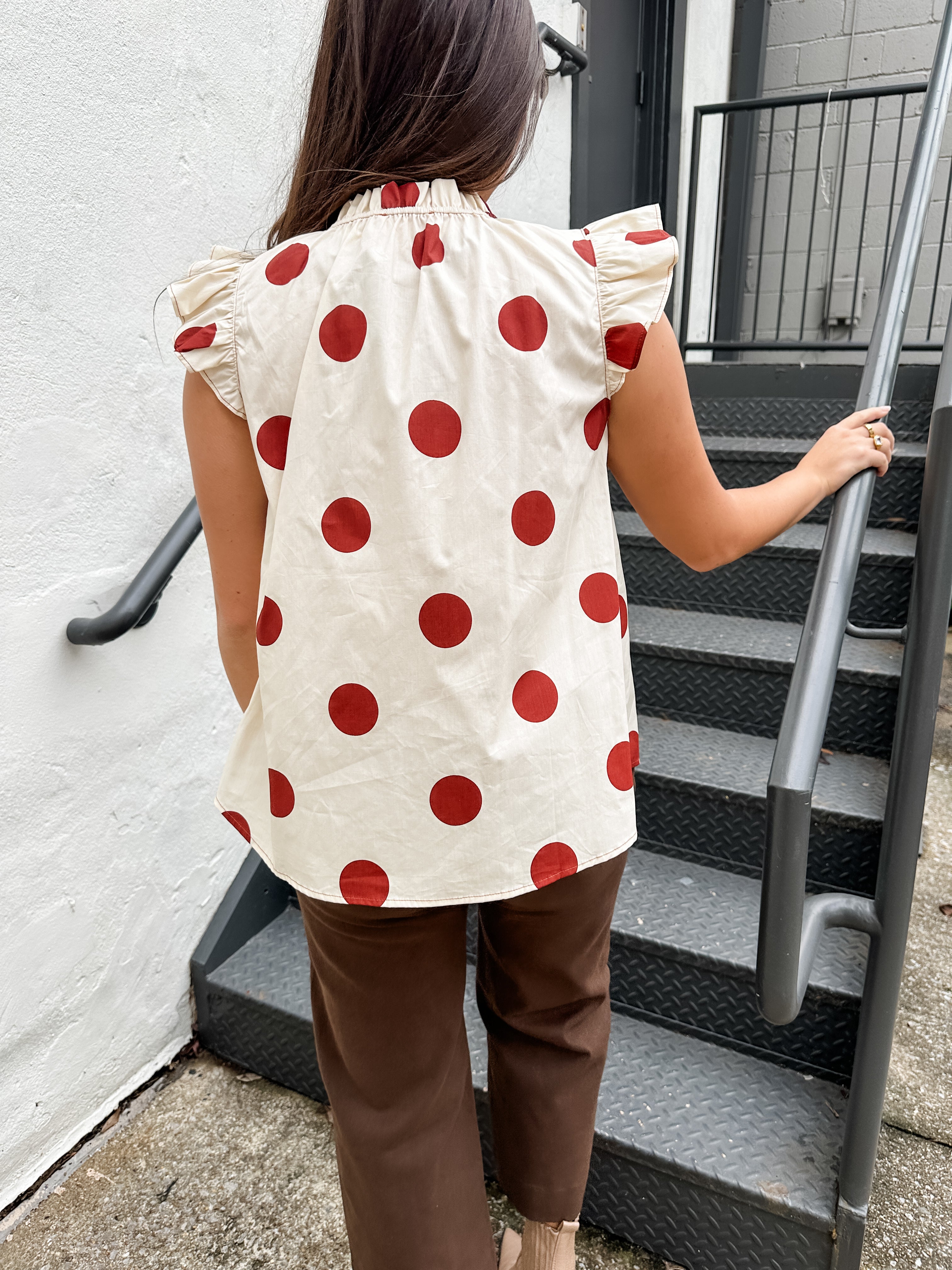 Flutter Sleeve Polka Dot Top