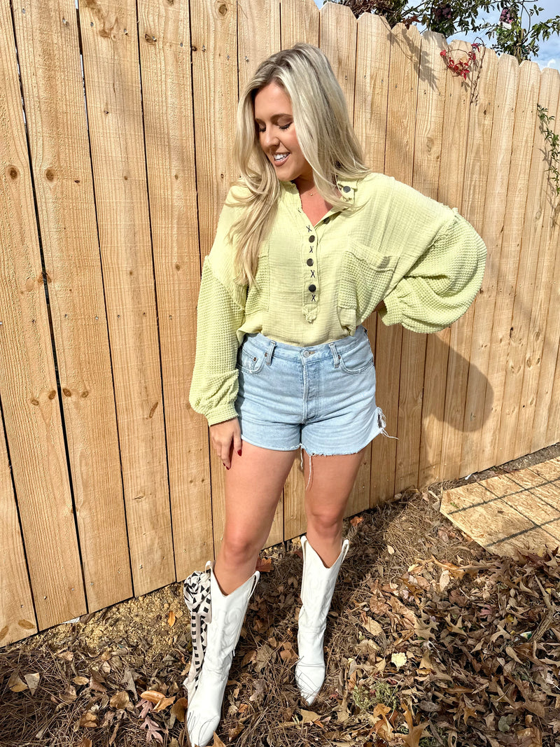 Waffle Henley Pullover