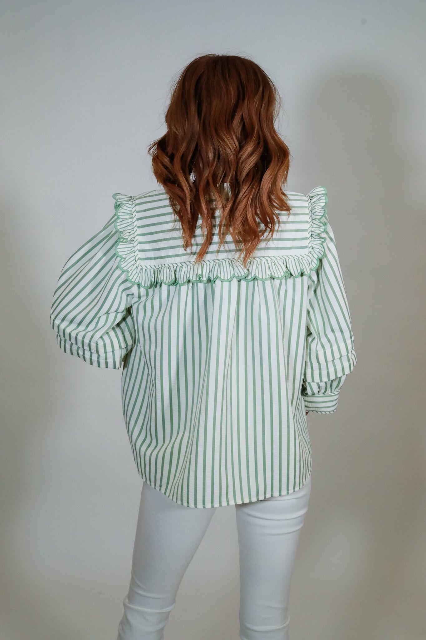 Ruffle Trim Stripe Top