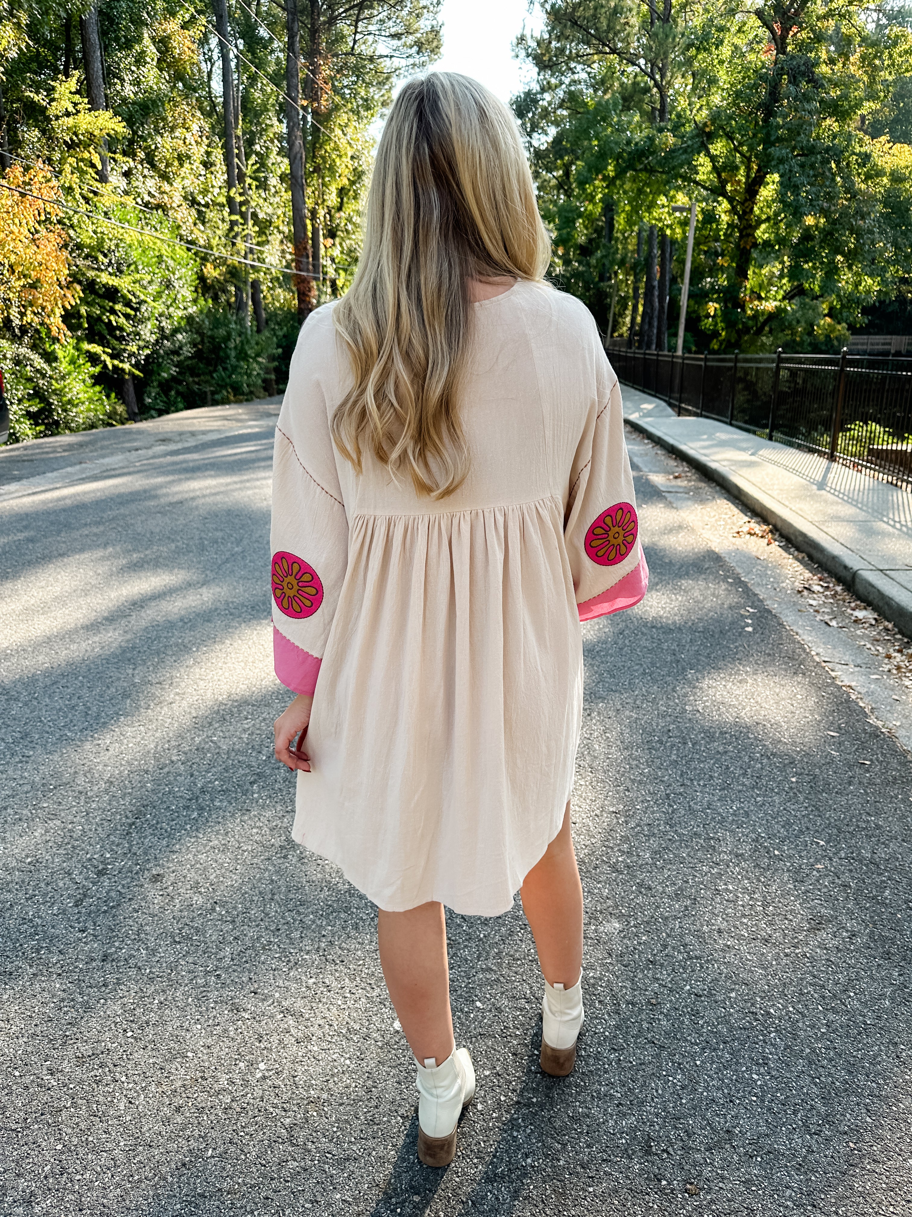 Embroidered V-Neck Dress