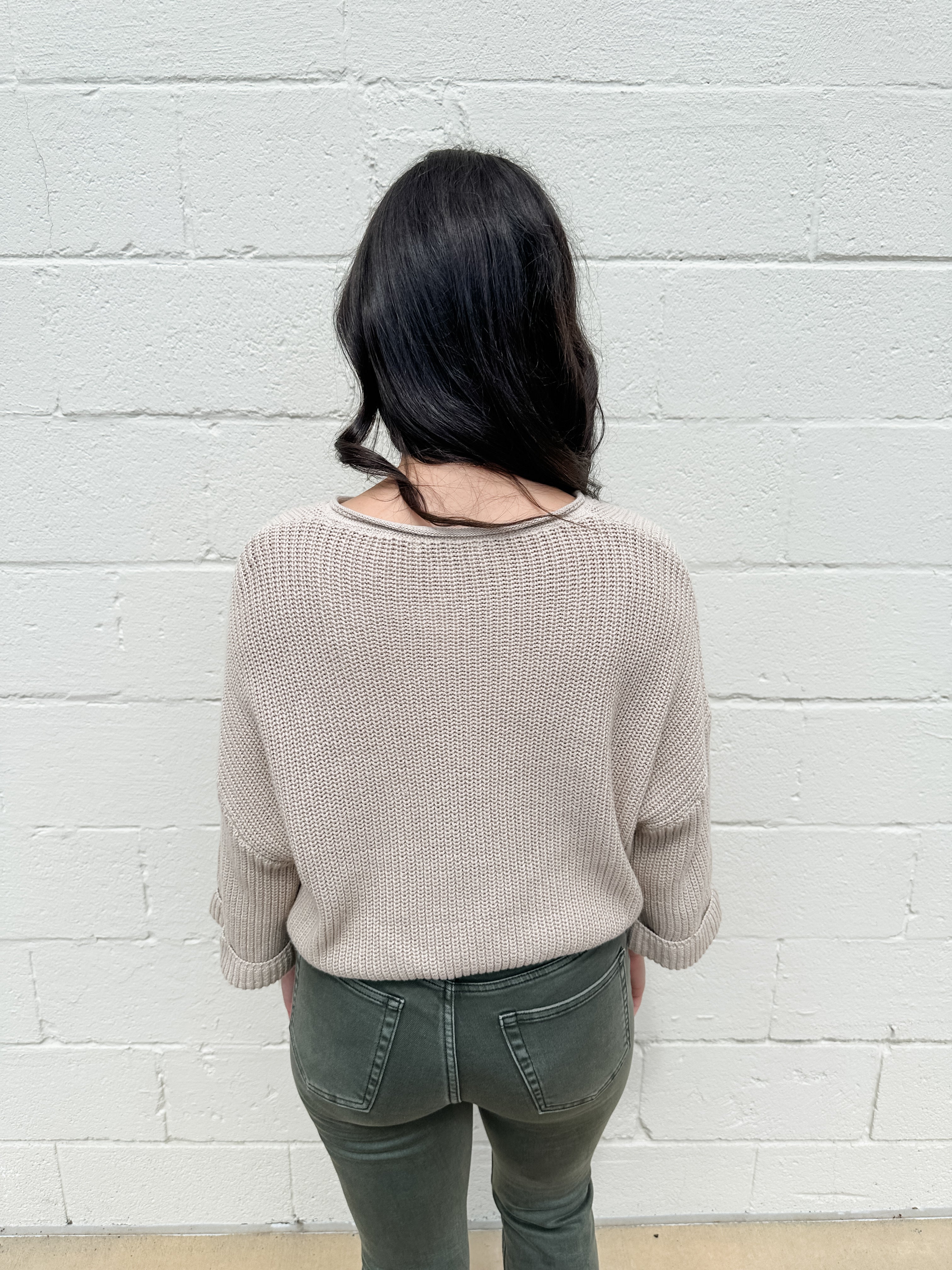 Patched V-neck Sweater