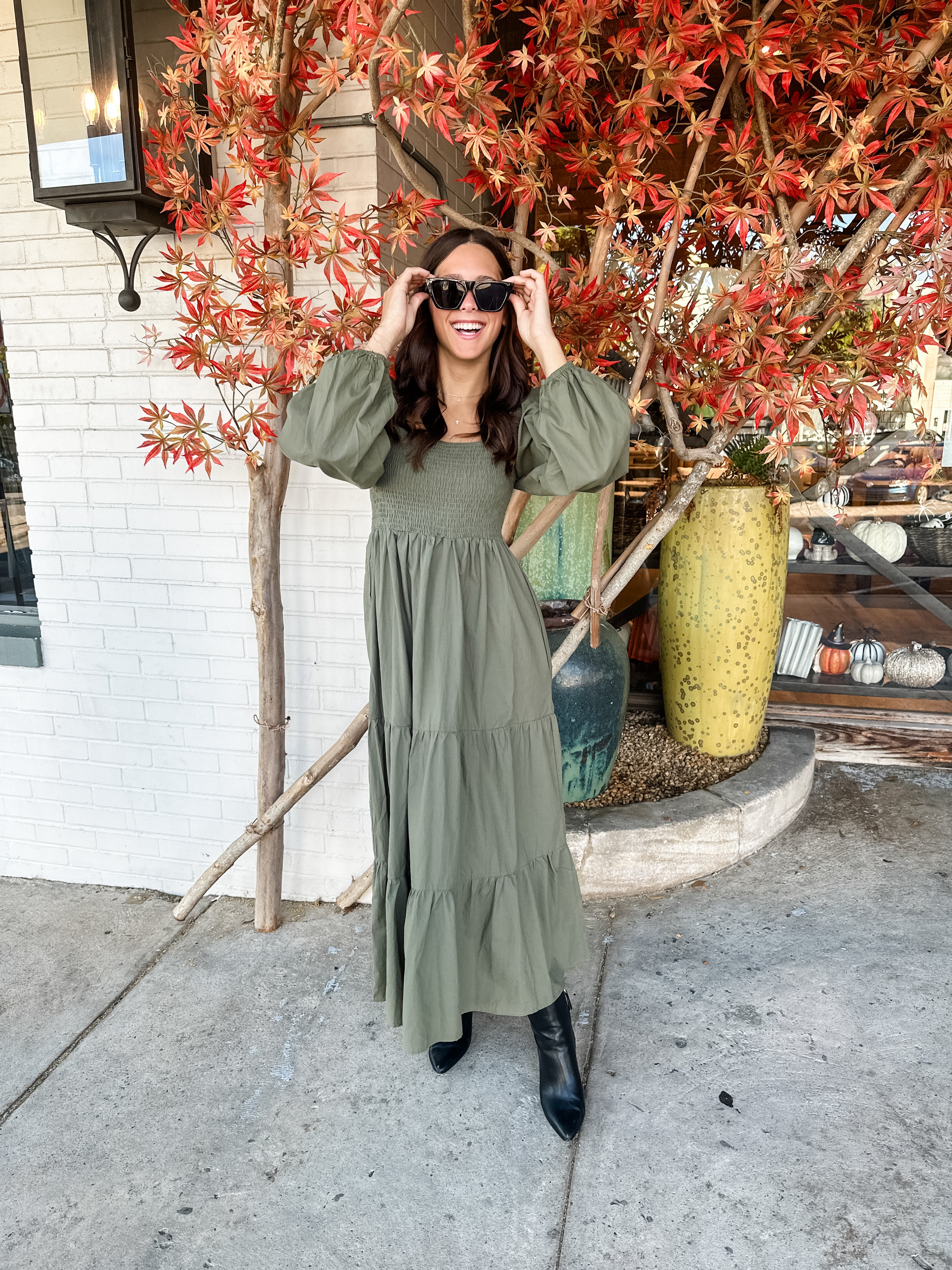 Long Sleeve Tiered Midi Dress