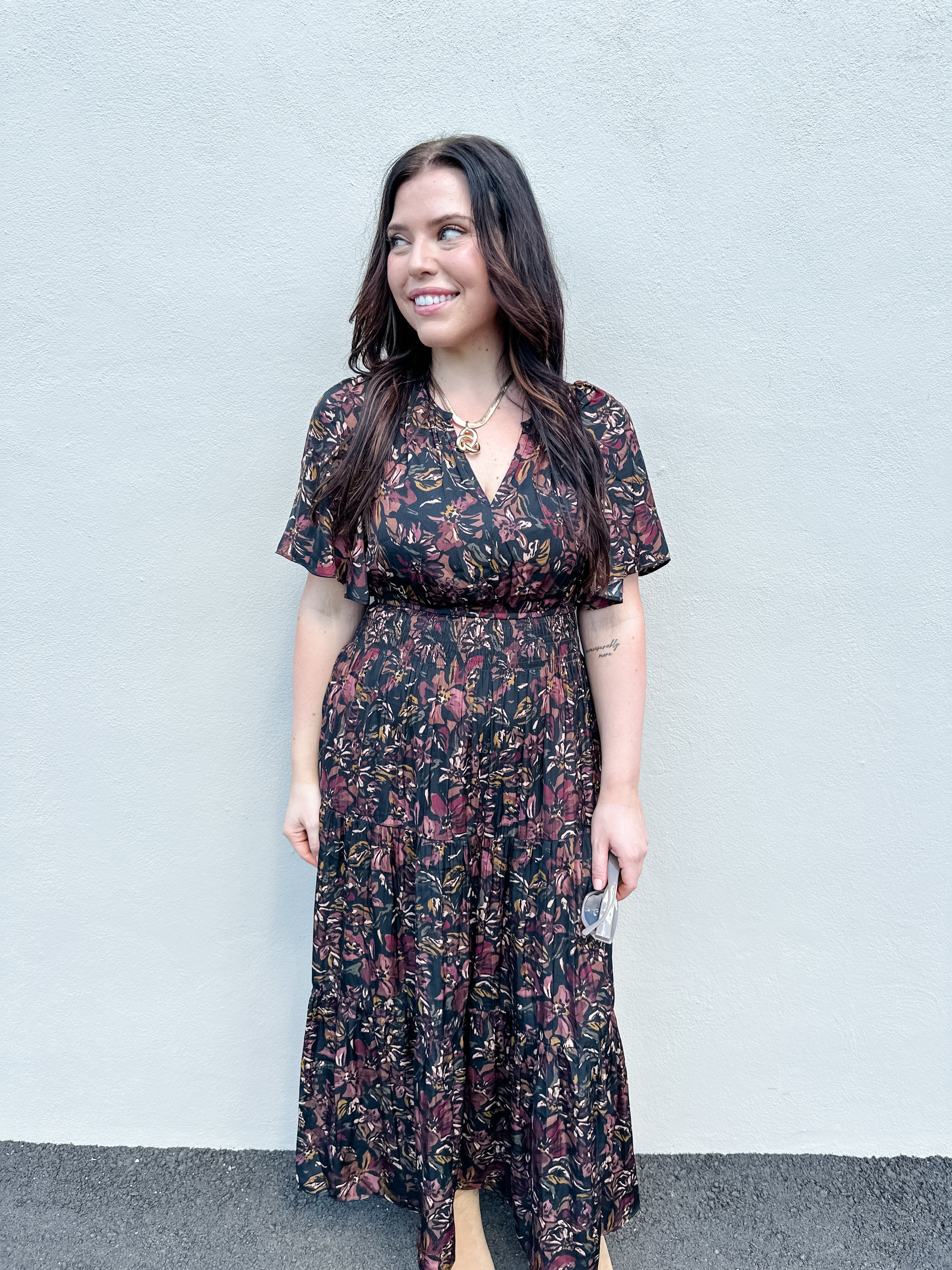 Floral Satin Midi Dress