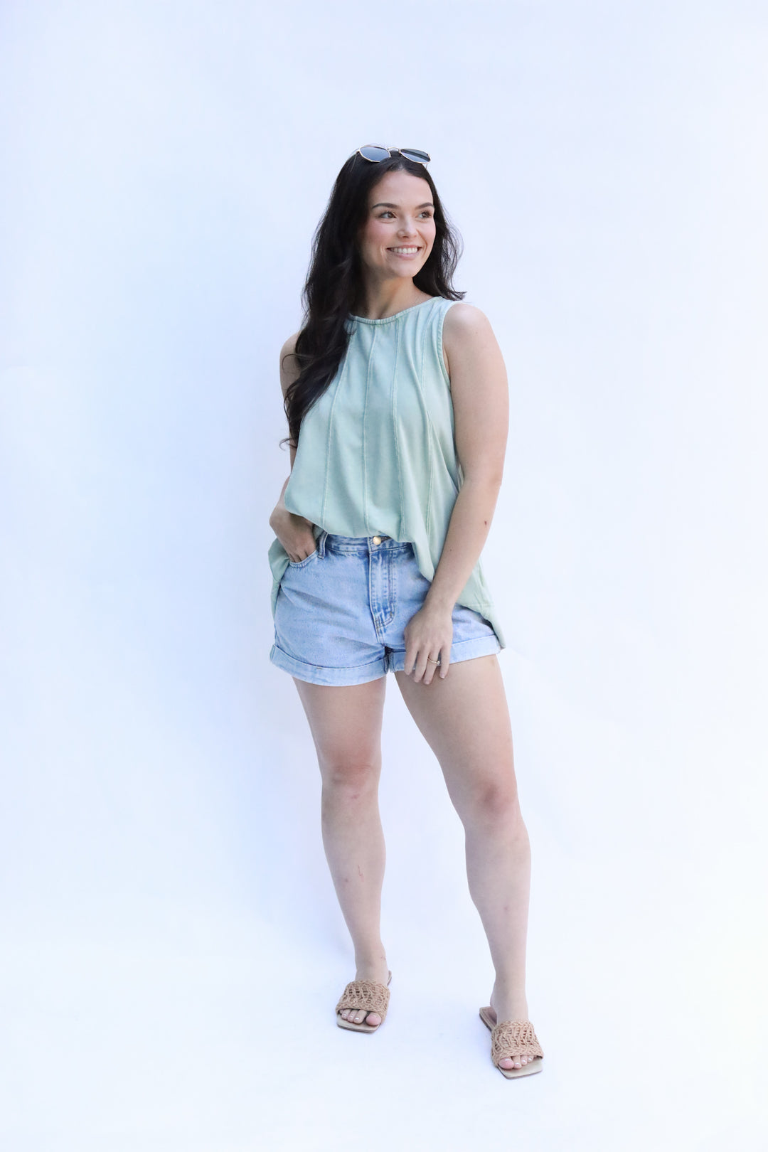 Sleeveless Mineral Wash Top