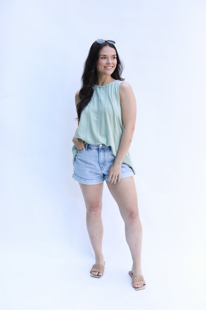 Sleeveless Mineral Wash Top
