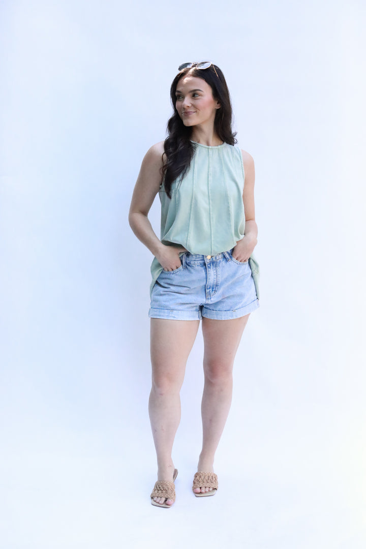 Sleeveless Mineral Wash Top