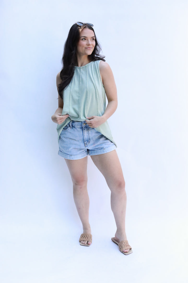 Sleeveless Mineral Wash Top