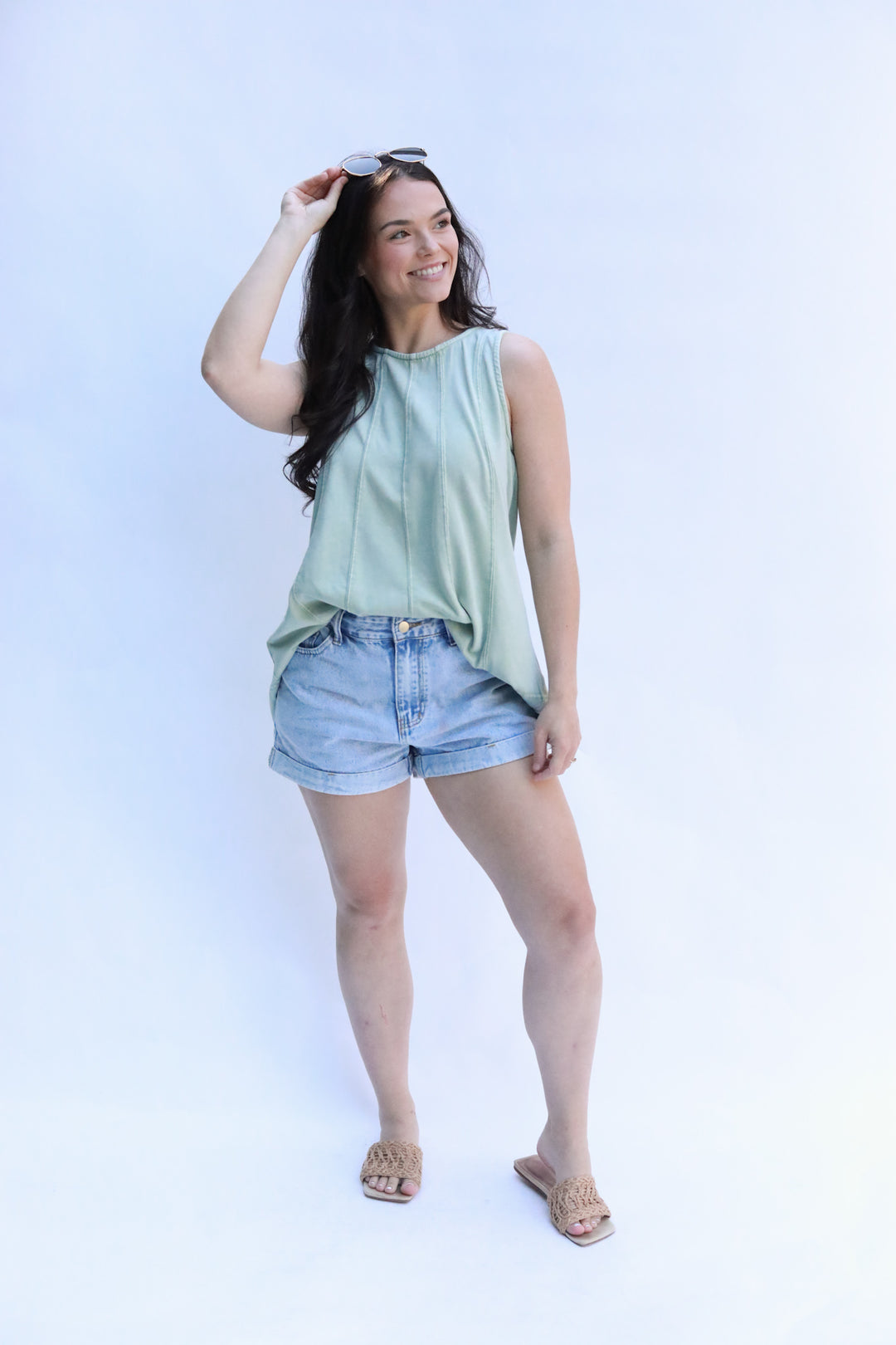 Sleeveless Mineral Wash Top