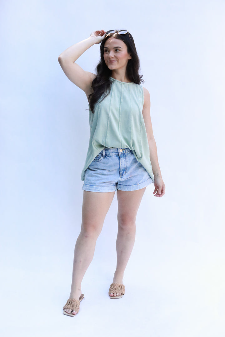 Sleeveless Mineral Wash Top