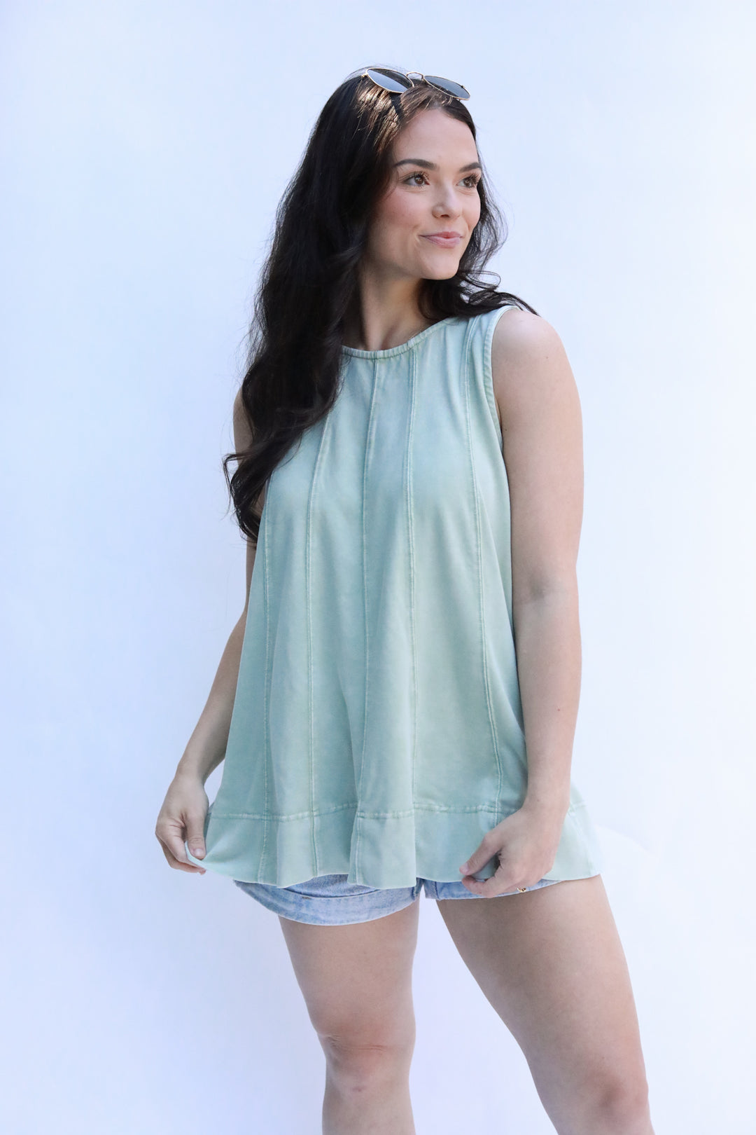 Sleeveless Mineral Wash Top