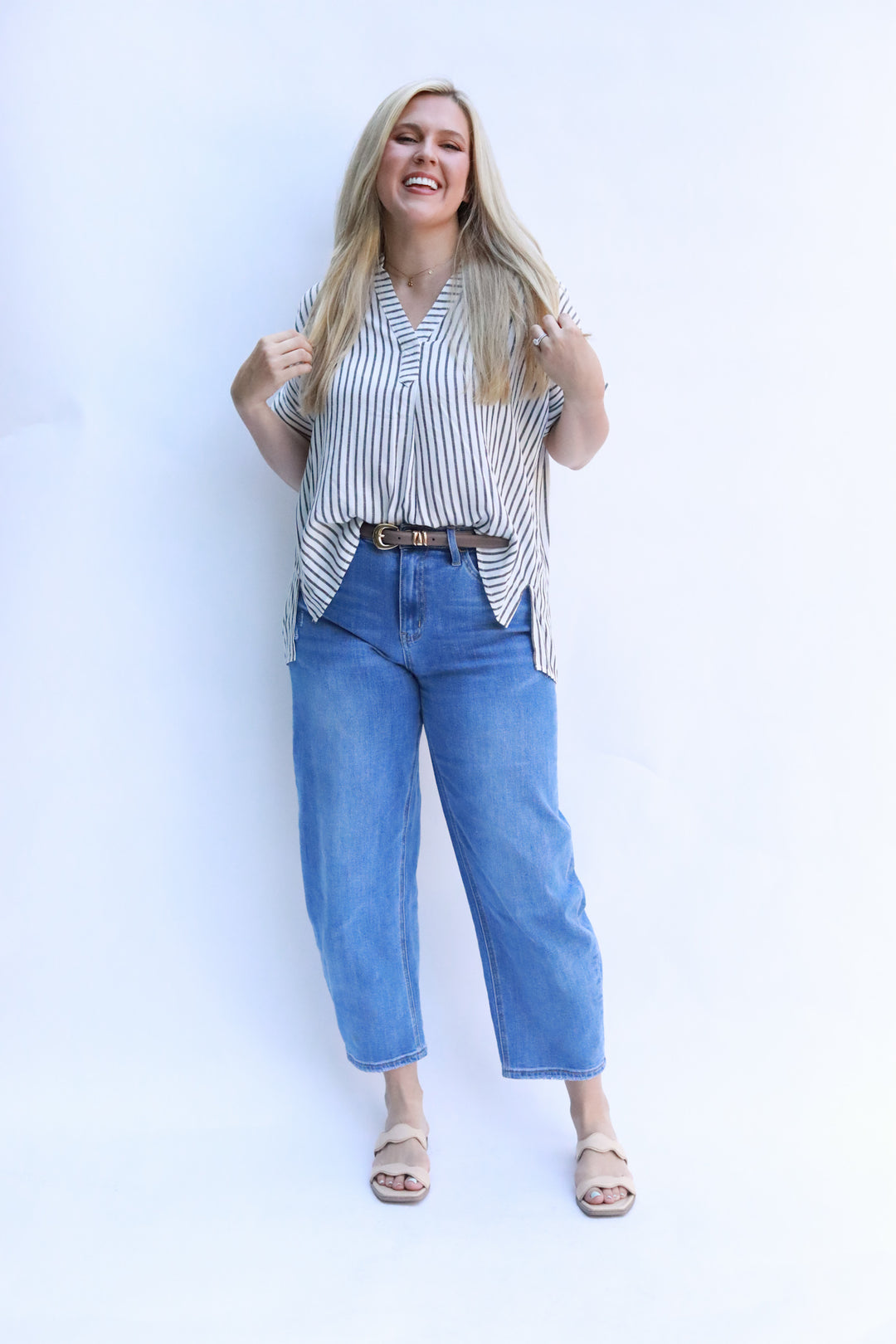 High Low Thin Stripe Top