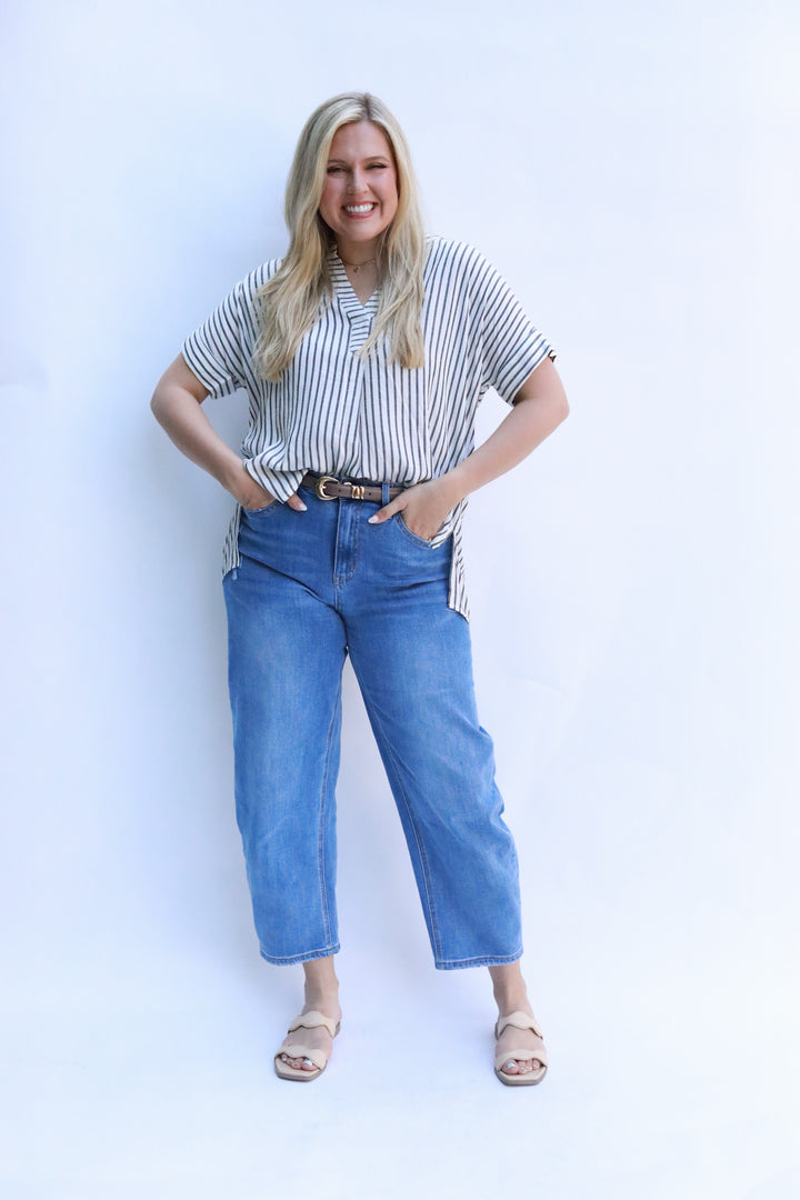 High Low Thin Stripe Top
