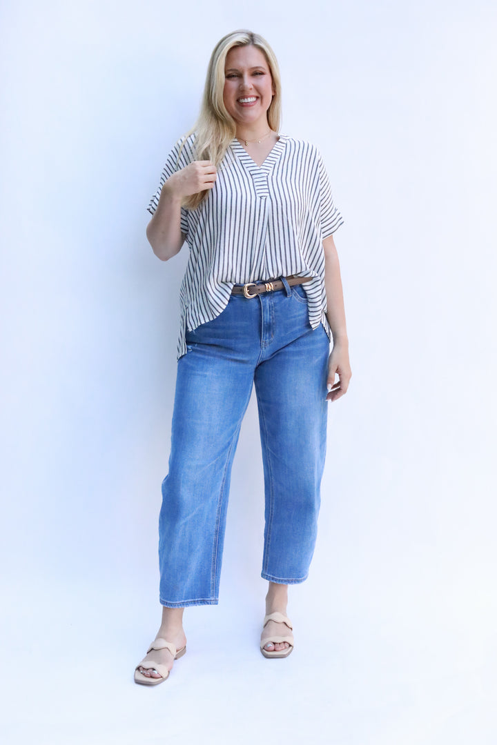 High Low Thin Stripe Top