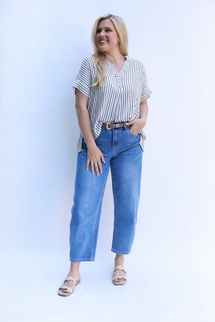 High Low Thin Stripe Top