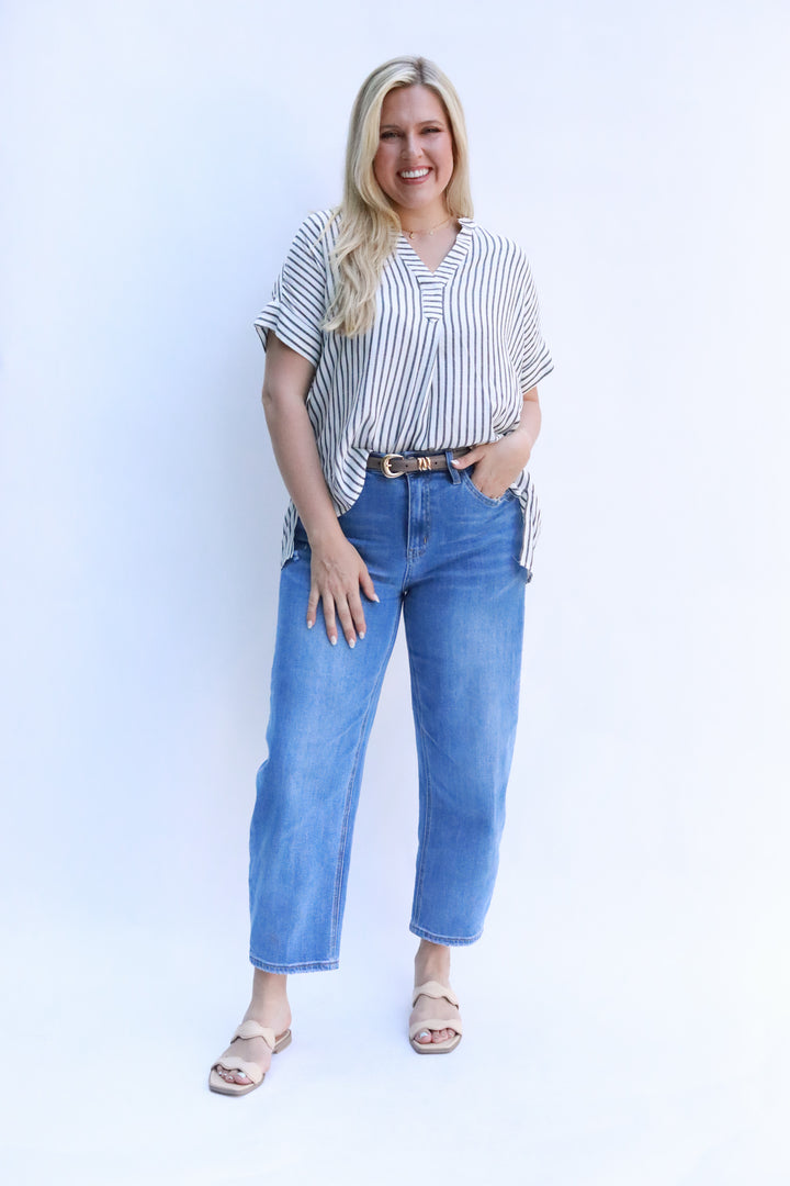 High Low Thin Stripe Top