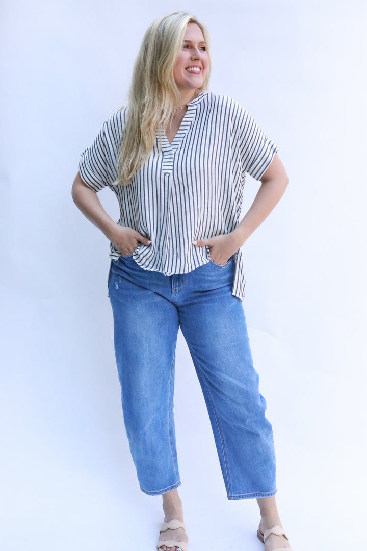 High Low Thin Stripe Top