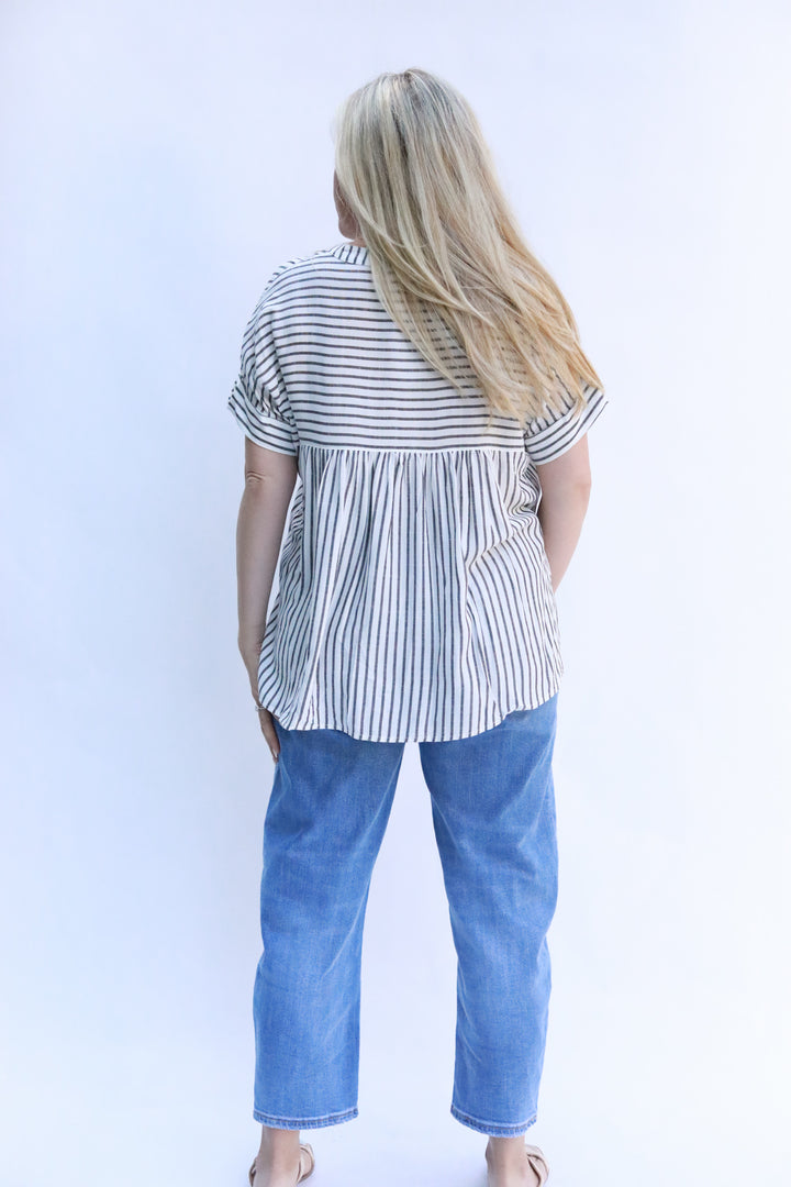 High Low Thin Stripe Top