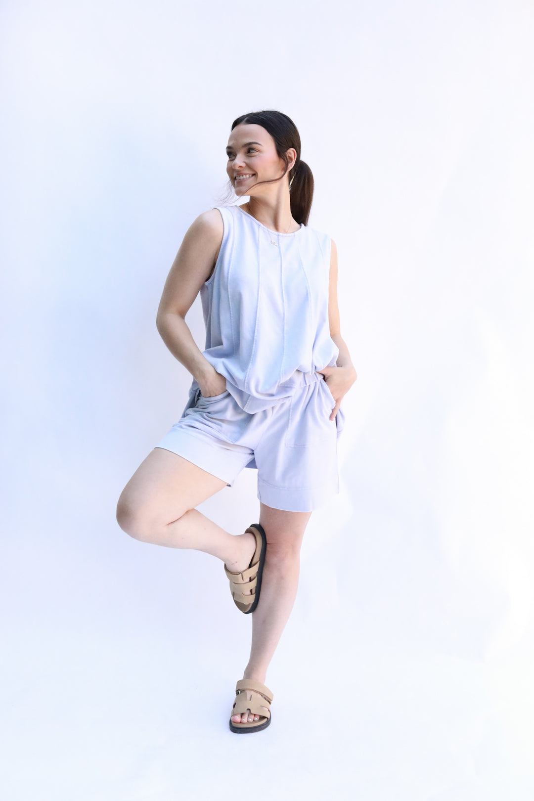 Sleeveless Mineral Wash Top